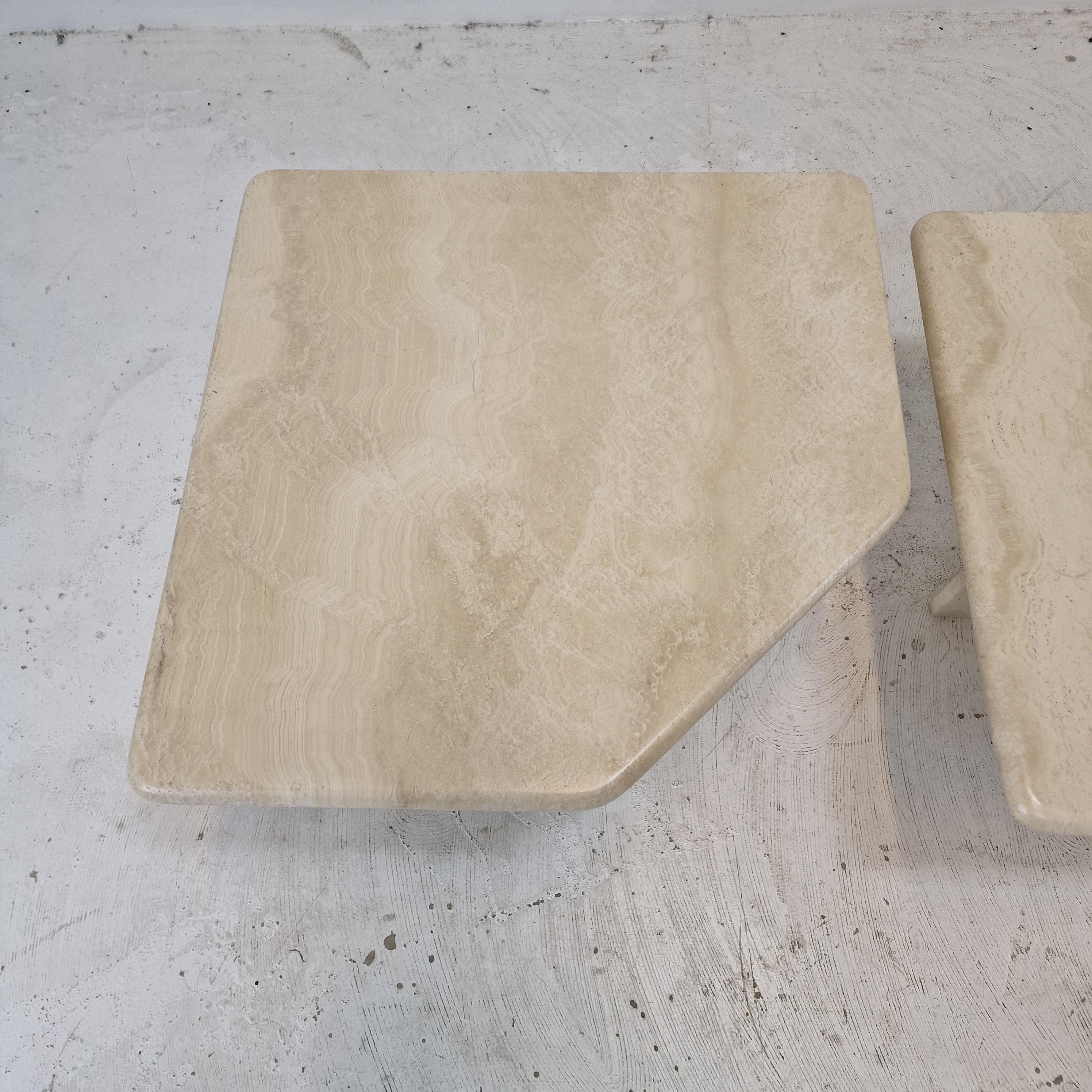 Set of 4 Italian Travertine Coffee or Side Tables, 1990s 5