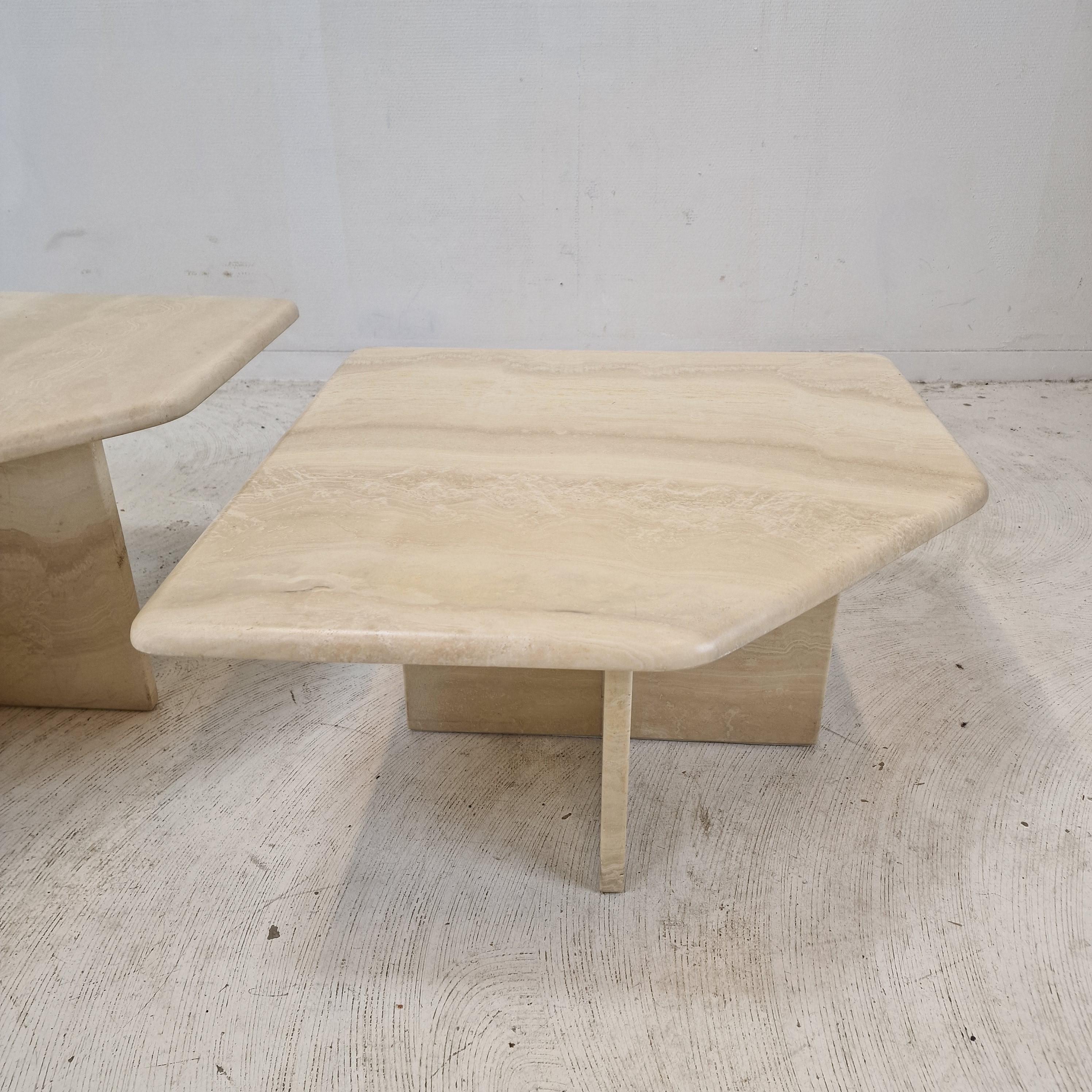 Late 20th Century Set of 4 Italian Travertine Coffee or Side Tables, 1990s For Sale