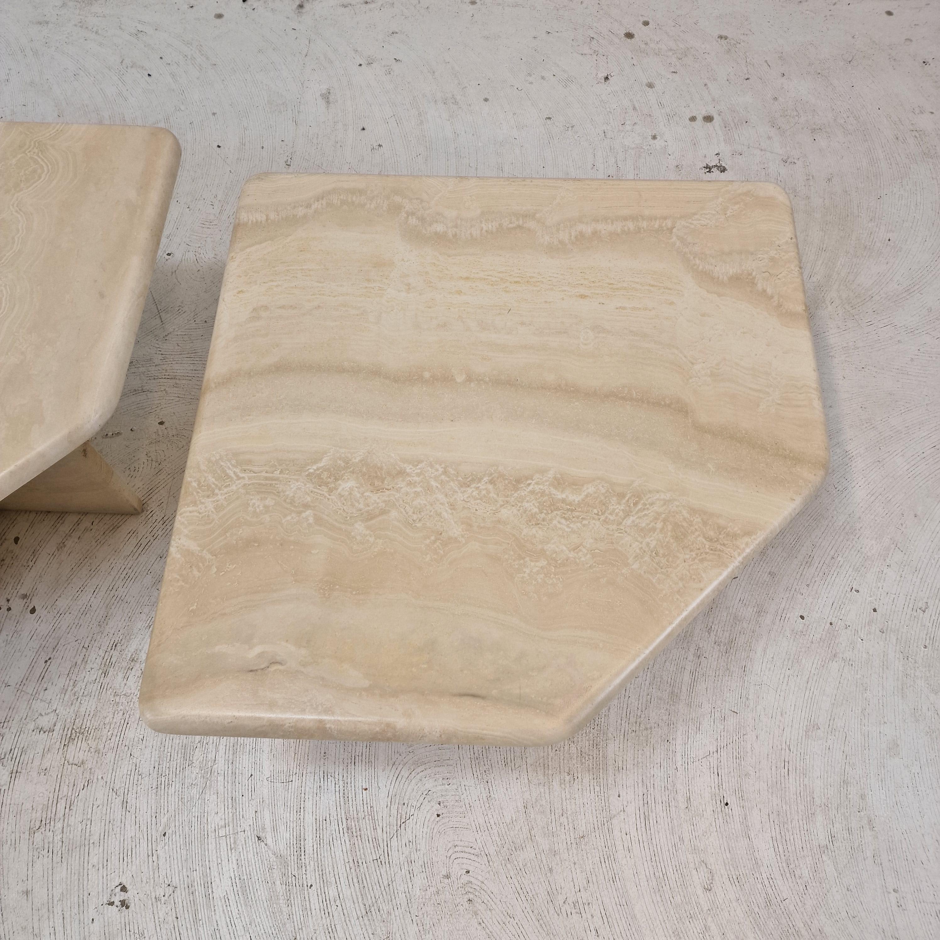 Set of 4 Italian Travertine Coffee or Side Tables, 1990s 1