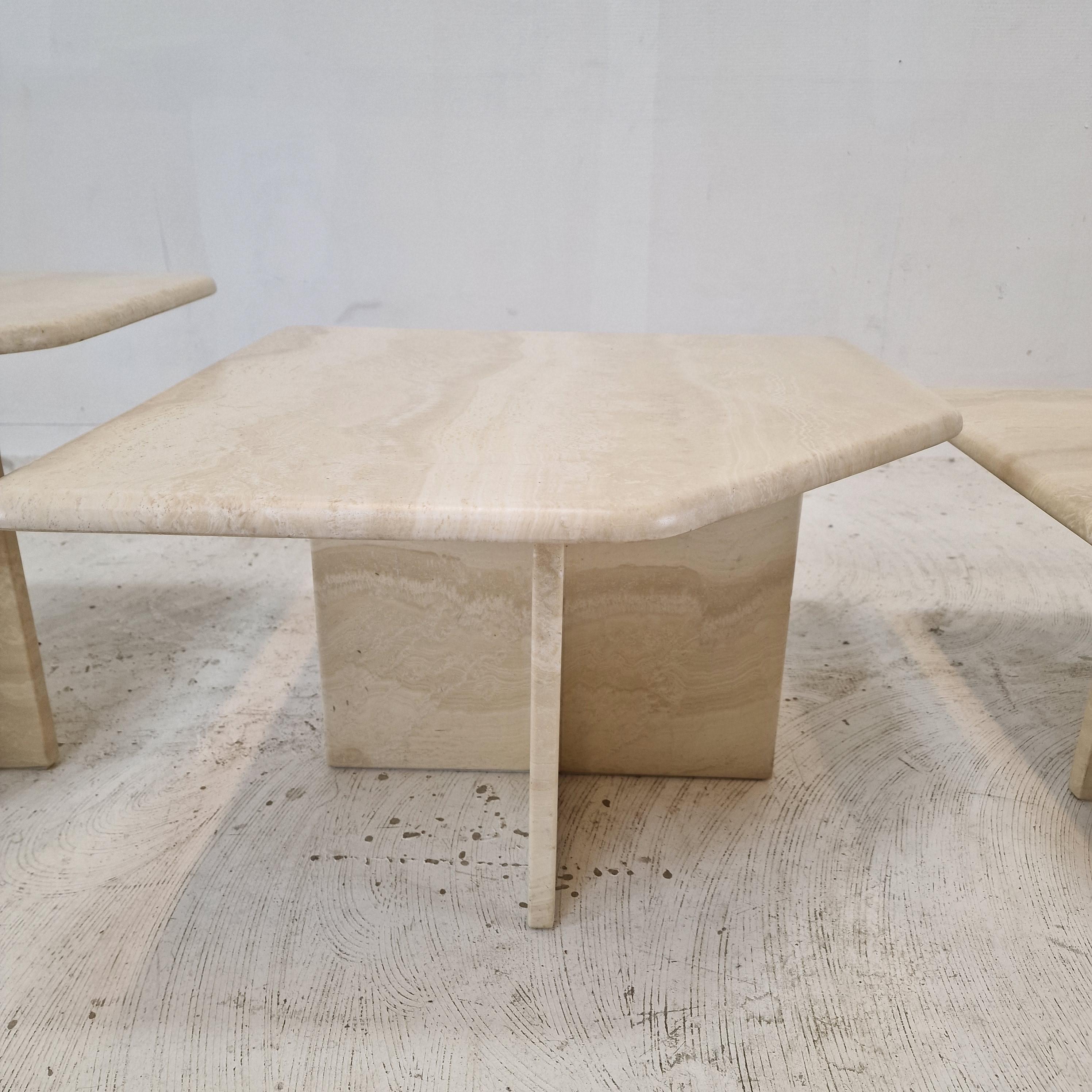 Set of 4 Italian Travertine Coffee or Side Tables, 1990s 2