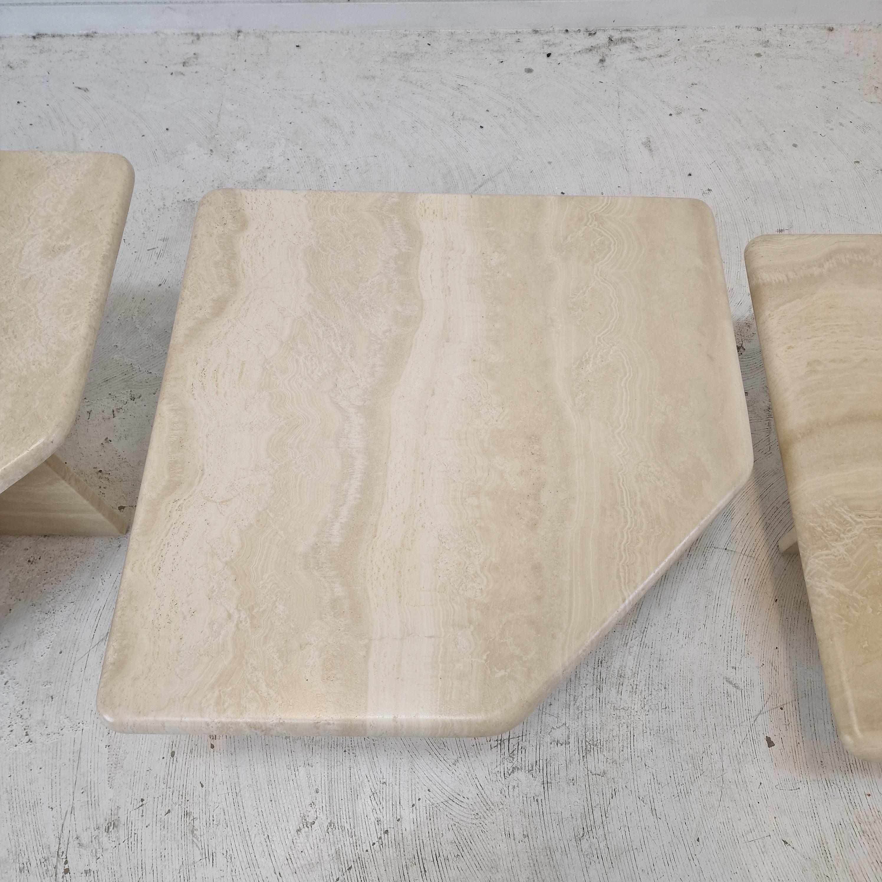 Set of 4 Italian Travertine Coffee or Side Tables, 1990s 3