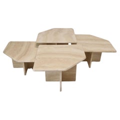Set of 4 Italian Travertine Coffee or Side Tables, 1990s