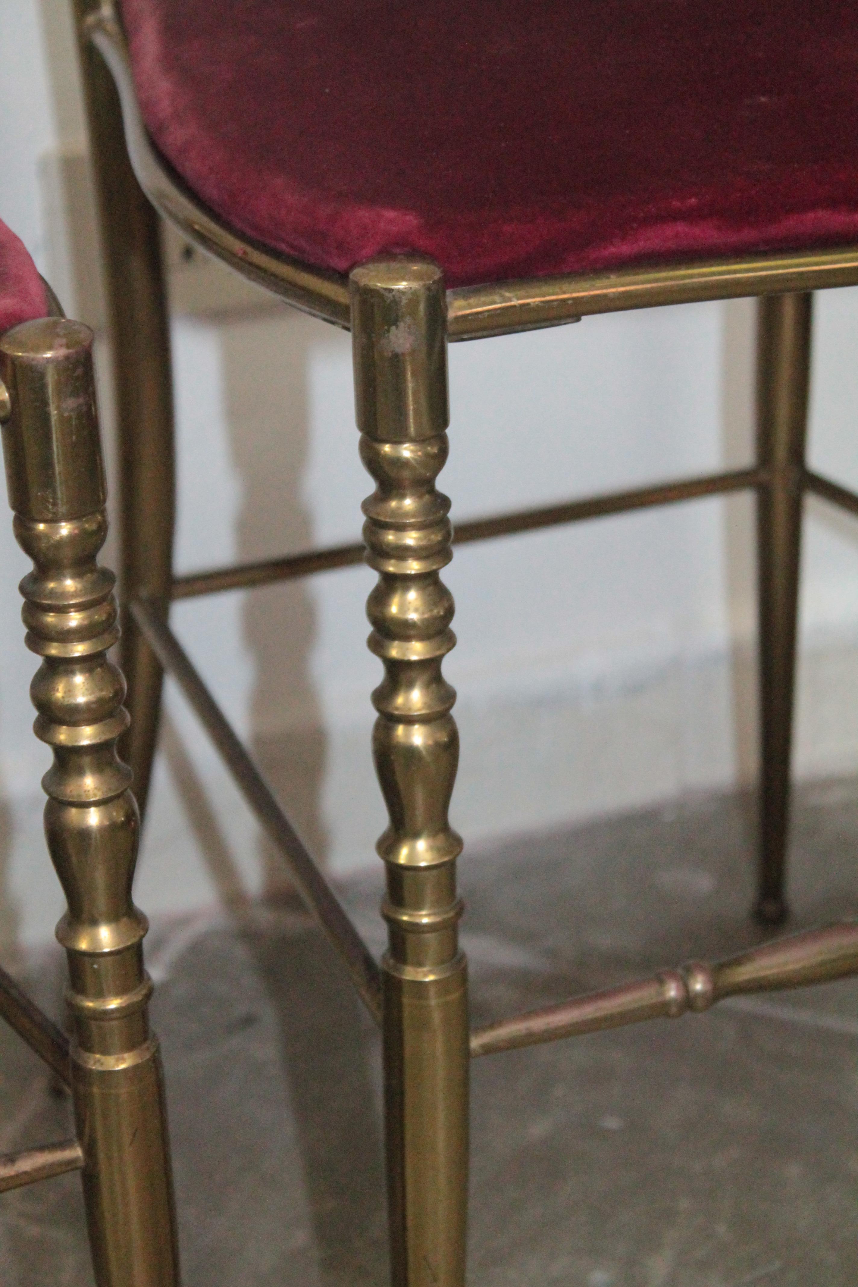 Set of 4 Italian Vintage Brass Hollywood Regency Dining Chairs by Chiavari 2