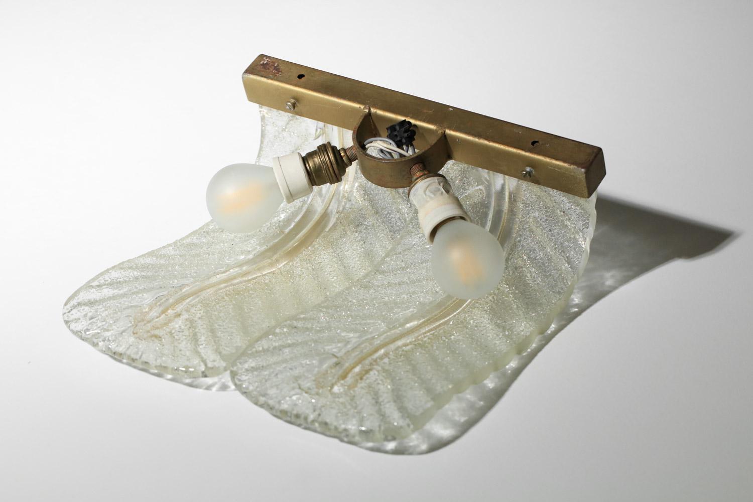 Pair of italian wall lights attributed to Barovier and Toso in murano glass For Sale 5
