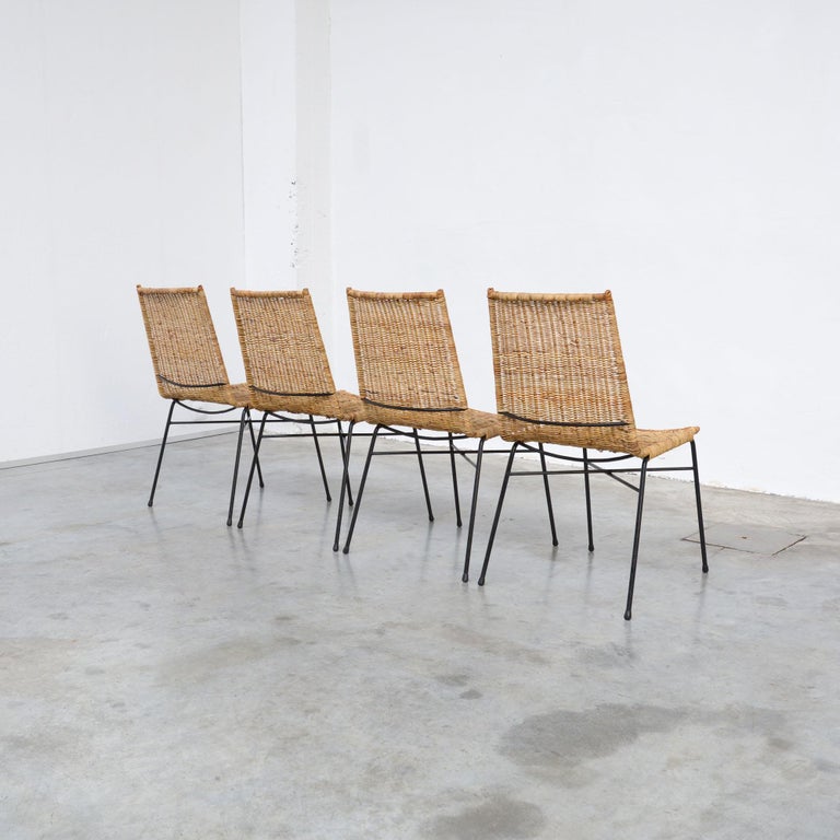 Set Of 4 Italian Wicker Dining Chairs At 1stdibs