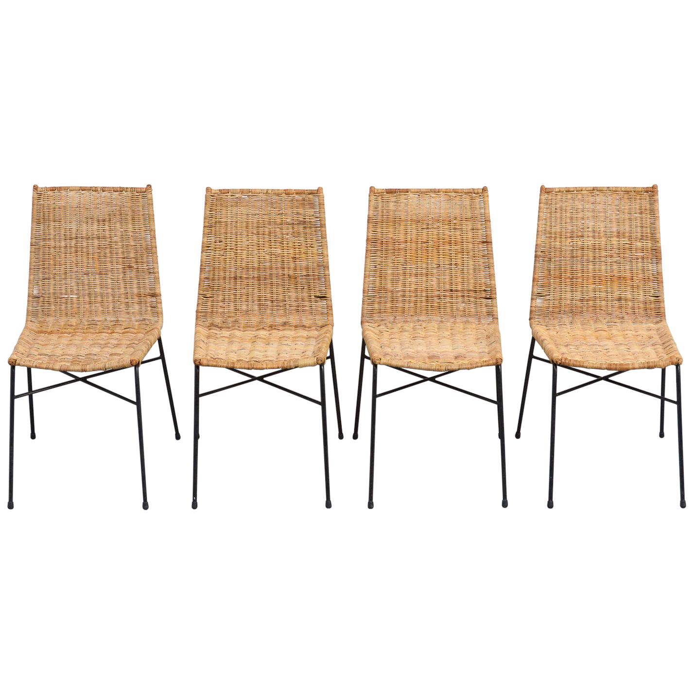 Set of 4 Italian Wicker Dining Chairs