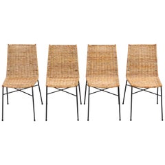 Set of 4 Italian Wicker Dining Chairs