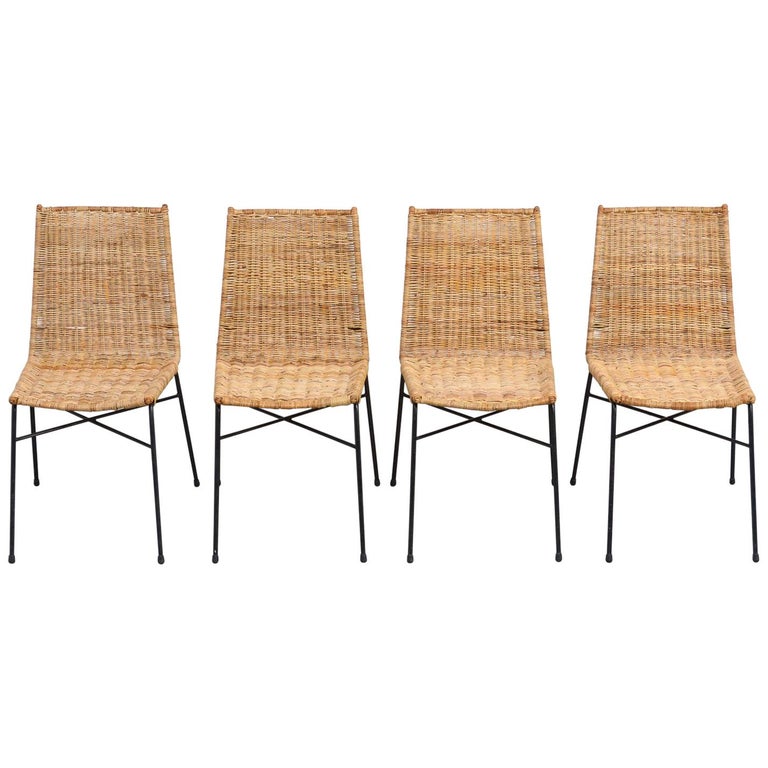 Set Of 4 Italian Wicker Dining Chairs For Sale At 1stdibs
