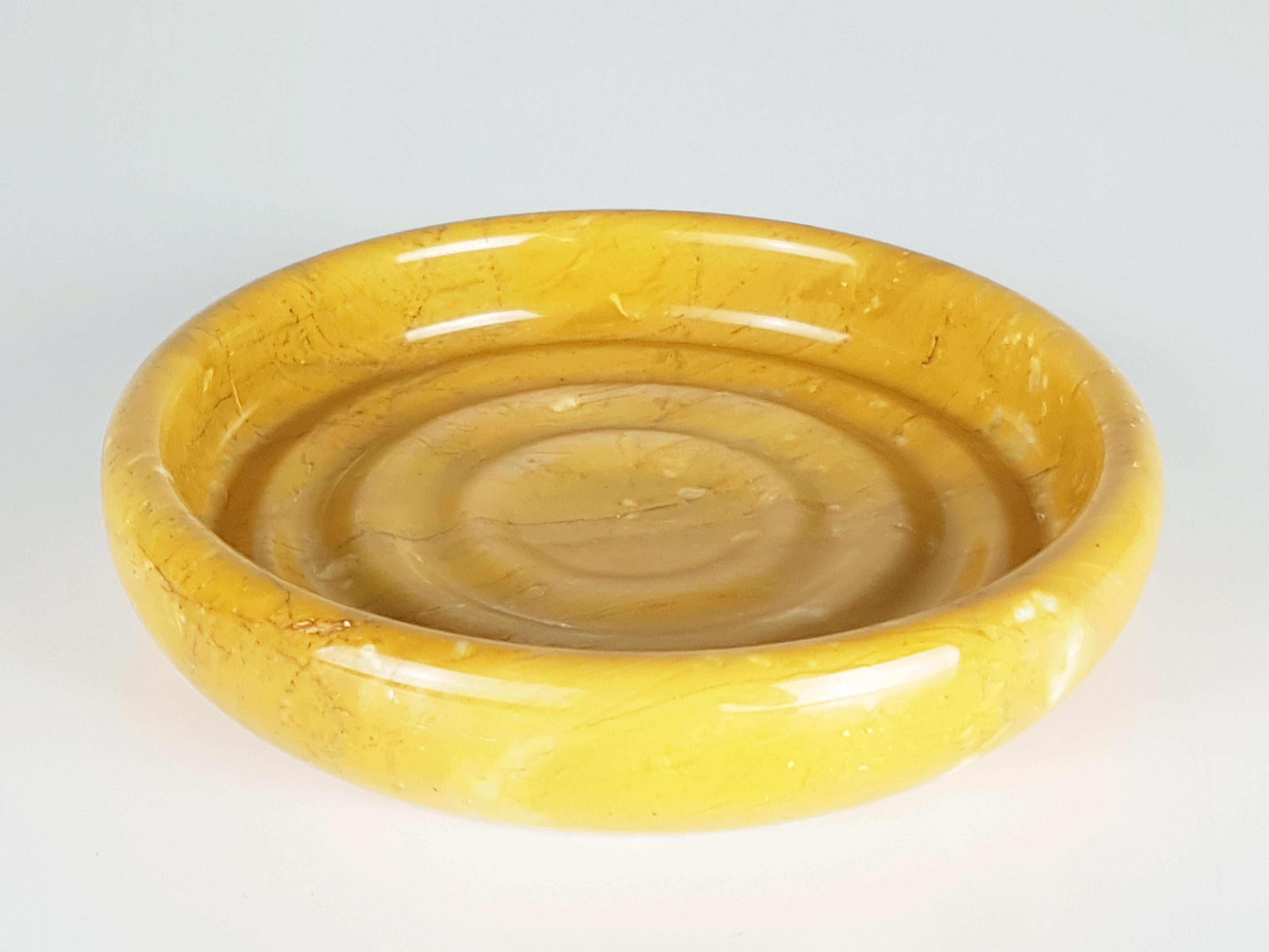 Set of 4 Italian Yellow Siena Marble 1970s Bowls and Boxes For Sale 1