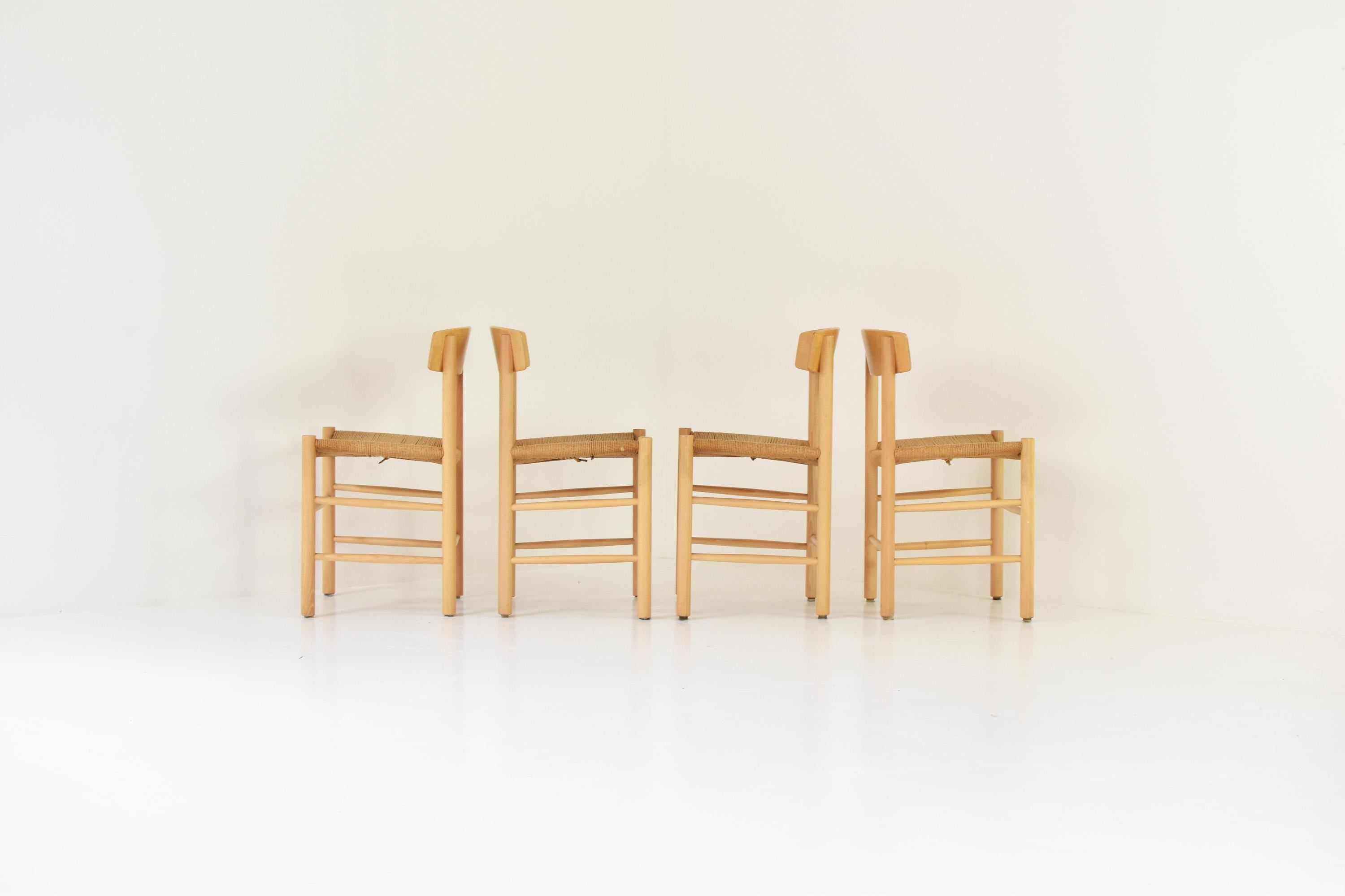 Scandinavian Modern Set of 4 ‘J39’ Dining Chairs by Børge Mogensen for FDB Møbler, Denmark, 1960s