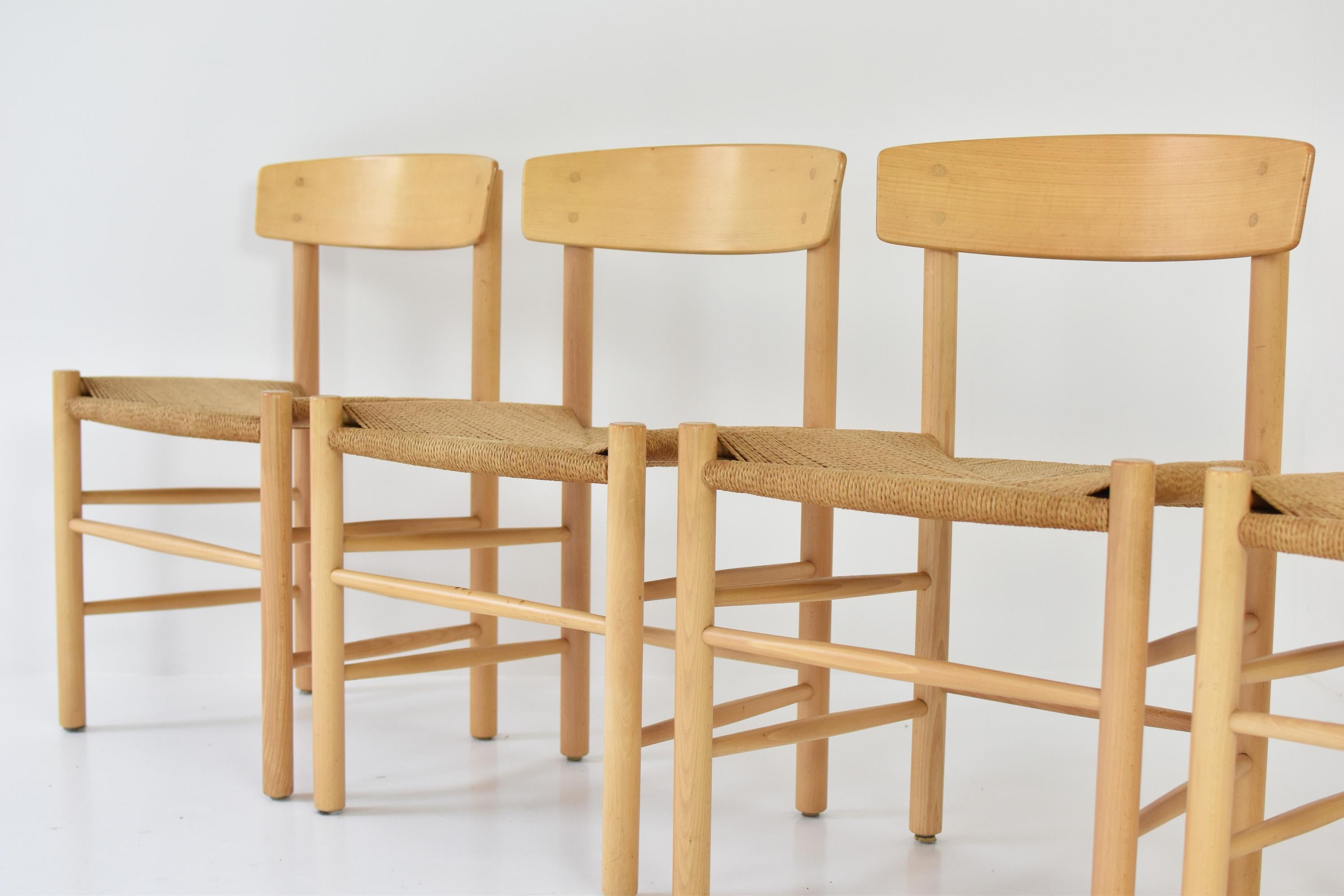 Danish Set of 4 ‘J39’ Dining Chairs by Børge Mogensen for FDB Møbler, Denmark, 1960s