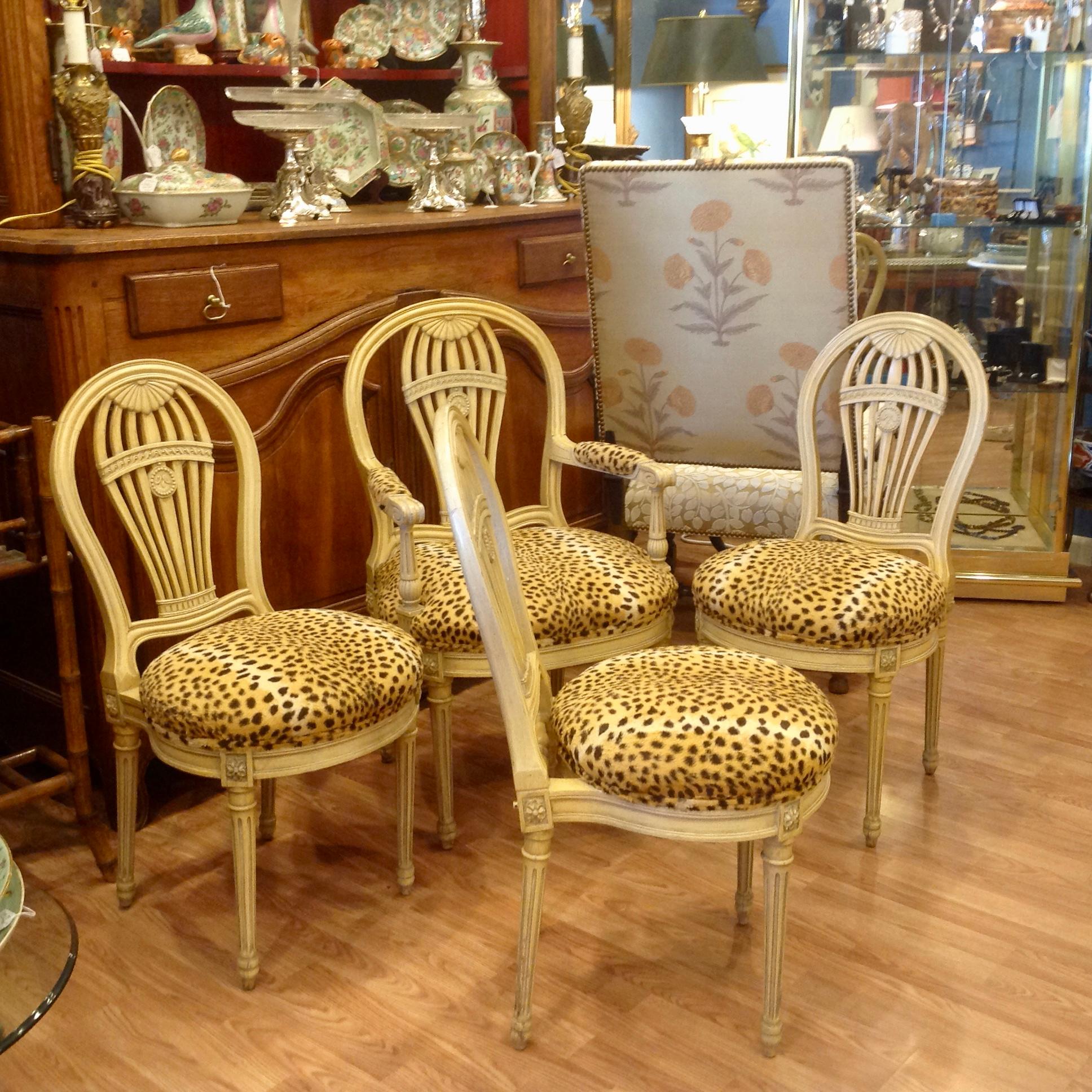 Set of 4 Jansen Style Balloon Back Chairs In Good Condition In West Palm Beach, FL
