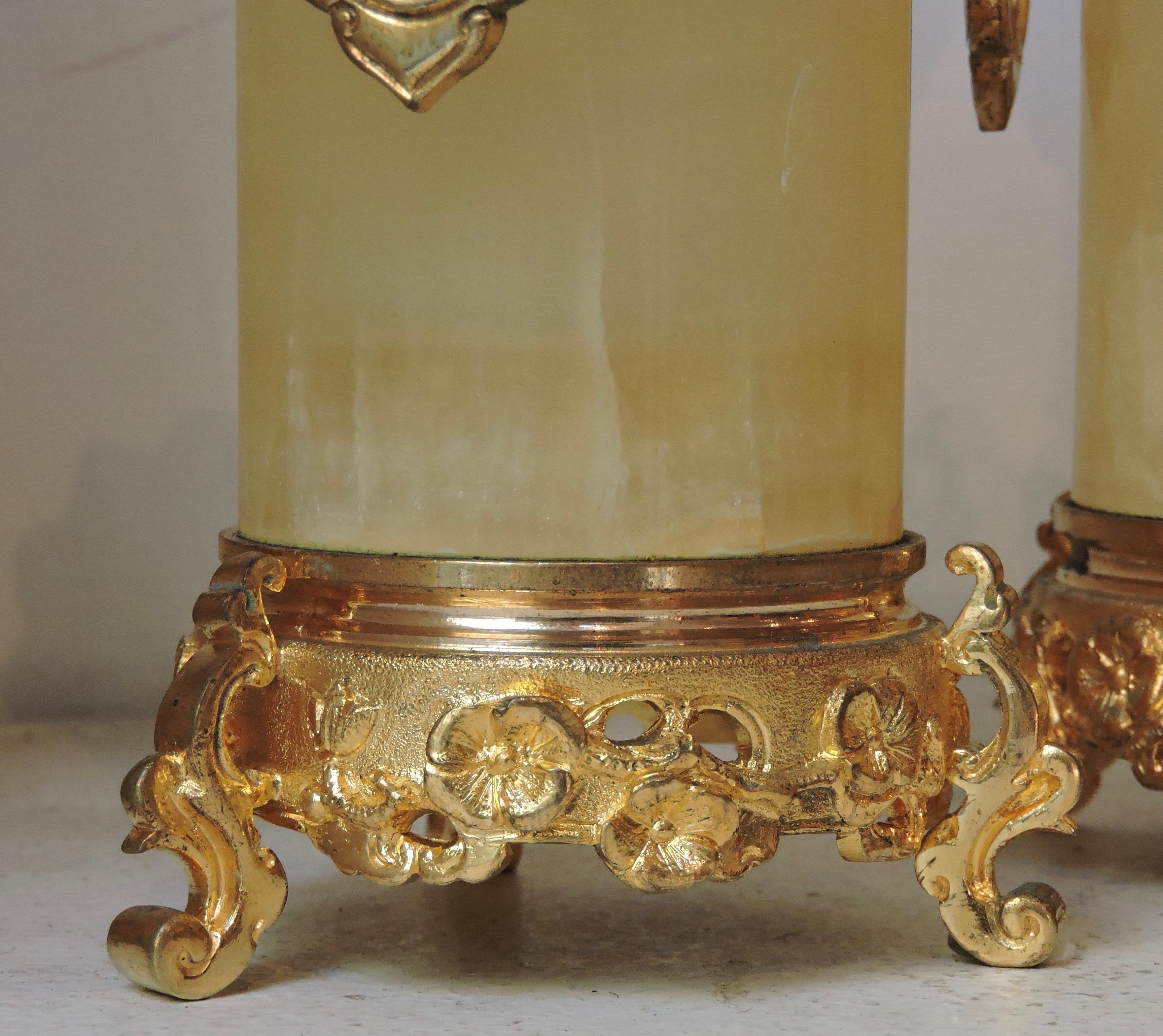 Set of 4 Japonisme Marble, Onyx and Ormolu Vases in the Style of Edouard Lièvre 1
