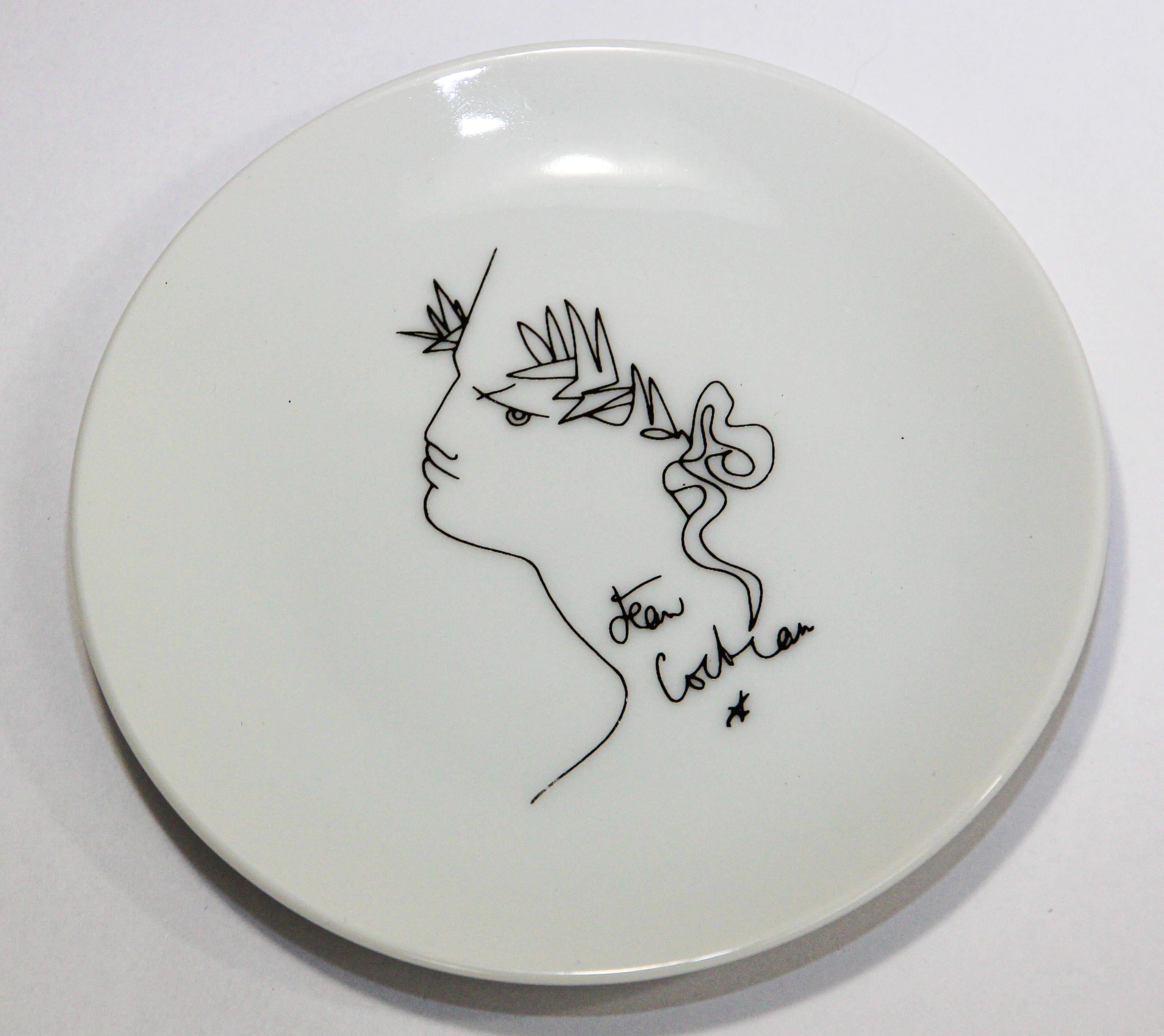 20th Century Set of 4 Jean Cocteau Porcelain Decorative Collectible Art Plates