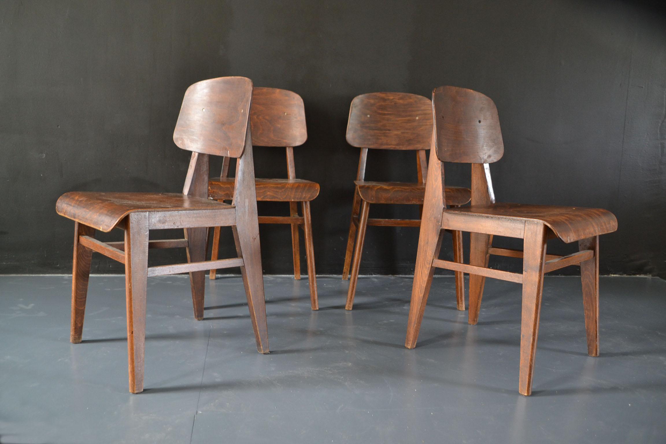 Set of 4 Jean Prouvé Chairs, Vauconsant 3