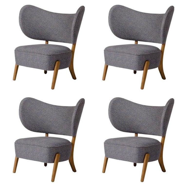 Set Of 4 Jennifer Shorto / Kongaline & Seafoam TMBO lounge chairs by Mazo Design
Dimensions: W 90 x D 68.5 x H 87 cm
Materials: Oak, Textile 
Also available: ROMO/Linara, DAW/Royal, KVADRAT/Remix, KVADRAT/Hallingdal & Fiord, BUTE/Storr,