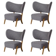 Set of 4 Tmbo Lounge Chairs in Oak and Jennifer Shorto Seafoam by Mazo Design