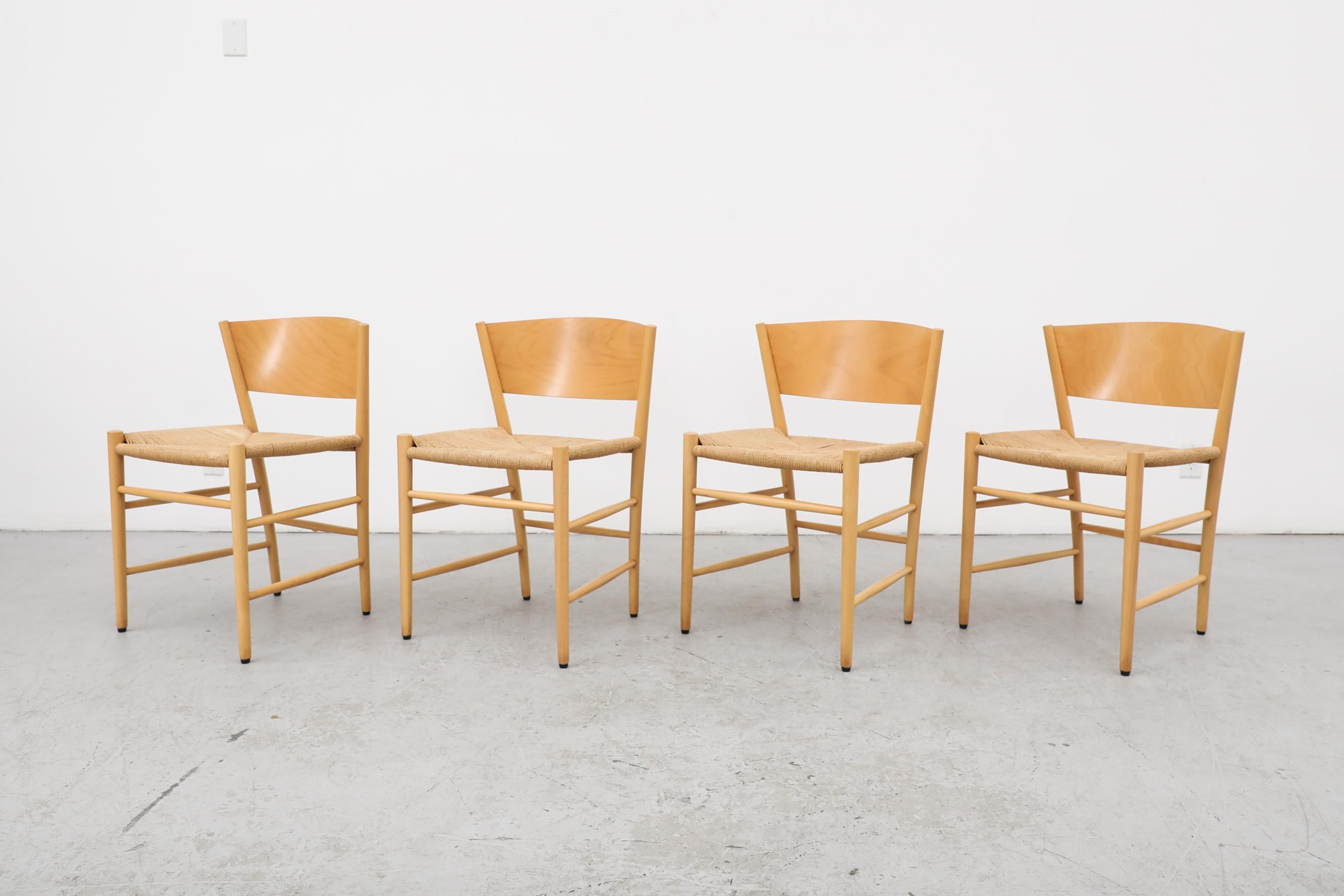 Mid-Century Modern Ensemble de 4 chaises danoises 'Jive' des années 1990 par Tom Stepp en bouleau pour Kvist Møbler en vente
