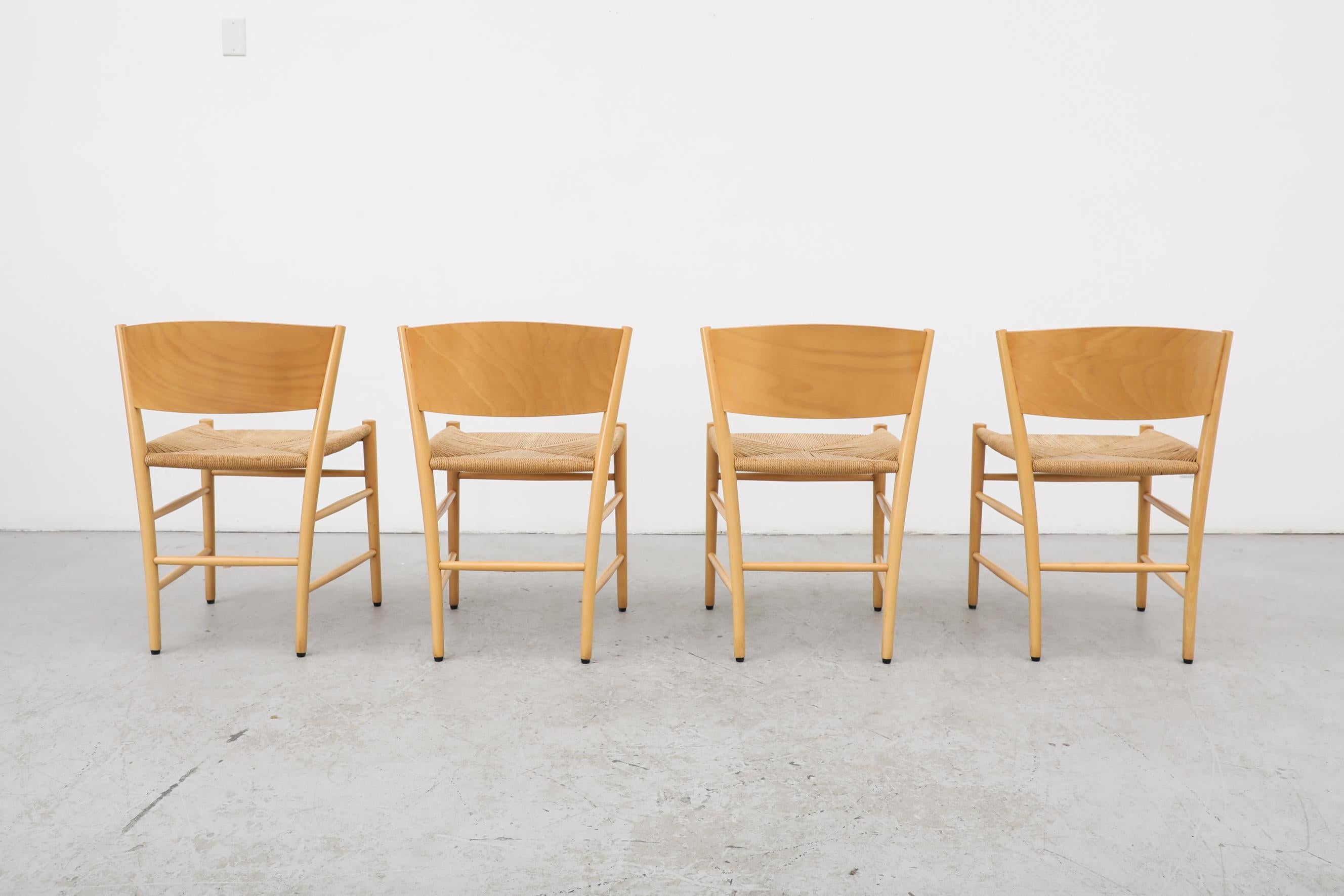 Hand-Woven Set of 4 1990s Danish 'Jive' Chairs by Tom Stepp in Birch for Kvist Møbler For Sale