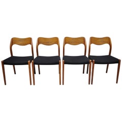 Set of 4 J.L. Moller Teak Mid Century Danish Modern Model 71 Dining Room Chairs