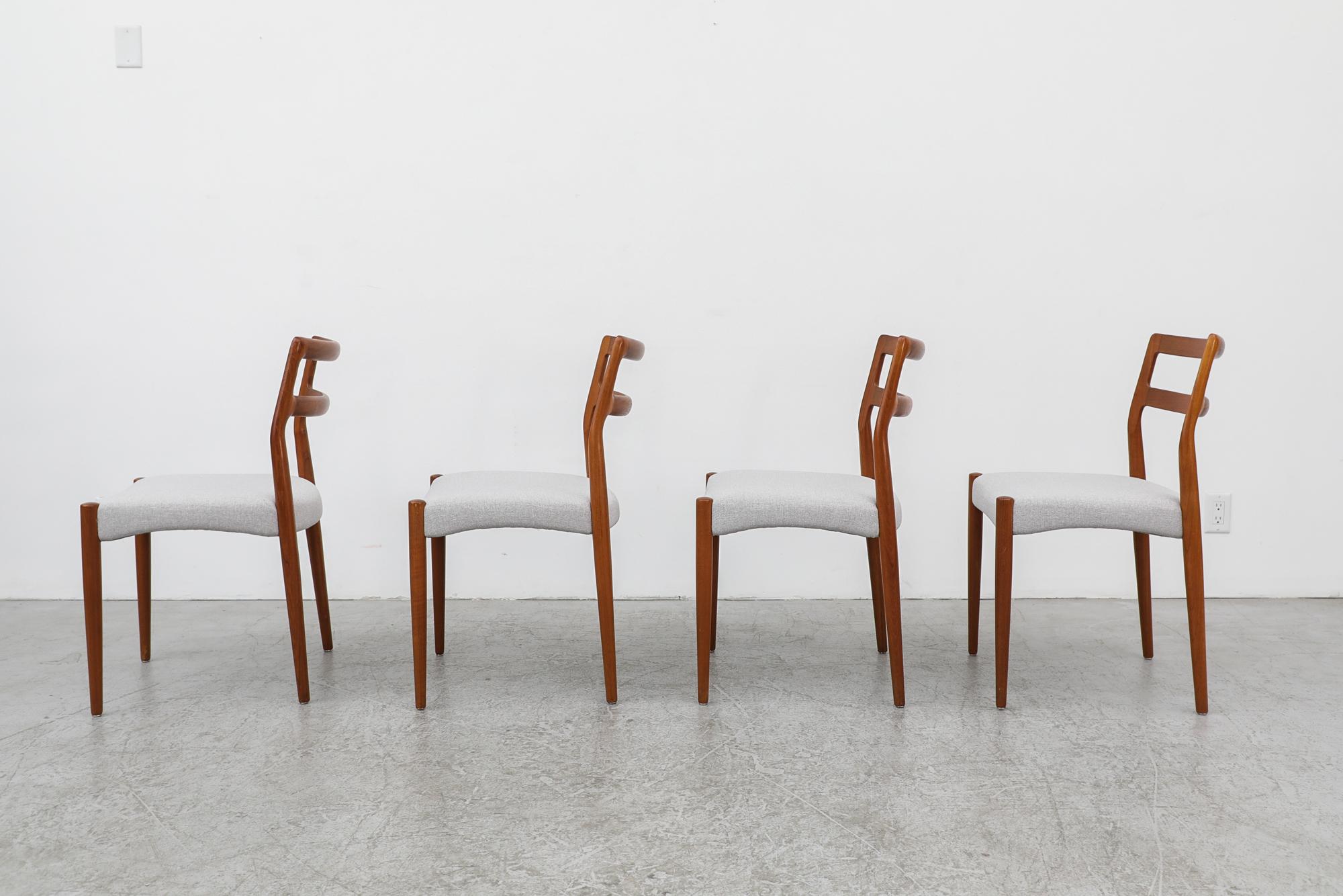 Mid-Century Modern Set of 4 Johannes Andersen Mid-Century Dining Chairs with Light Gray Seats