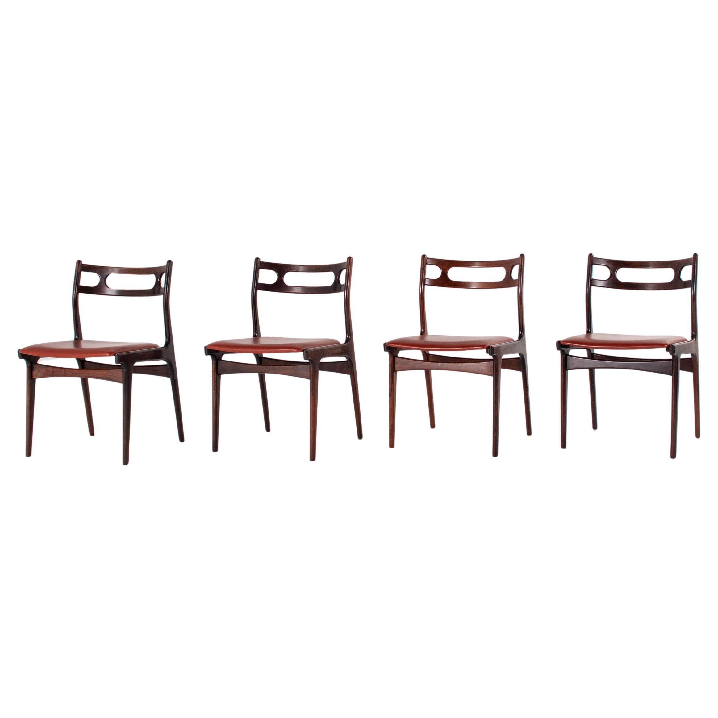 Set of 4 Johannes Andersen Dining Chairs, Model 138, Rosewood, Denmark, 1960s en venta