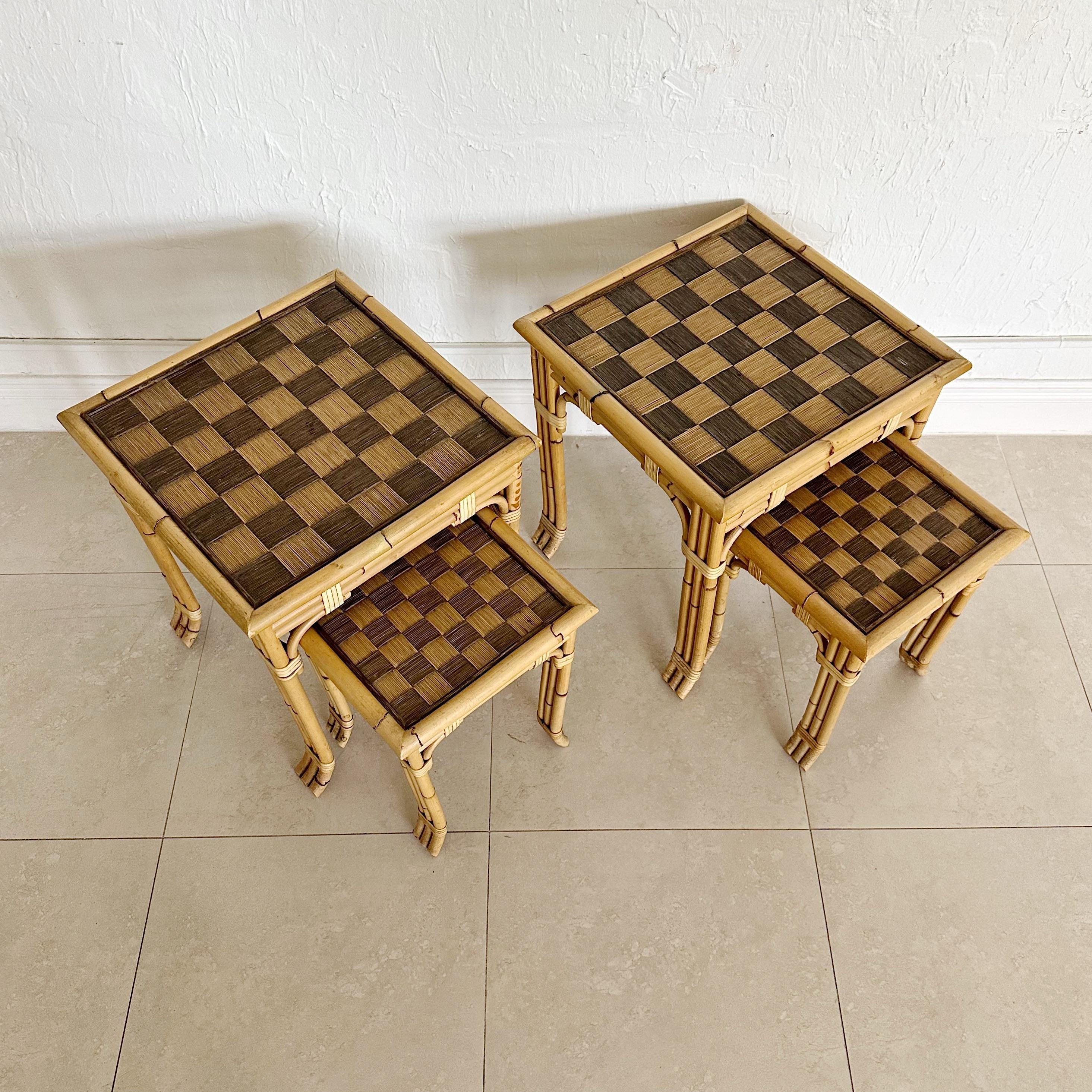 Set of 4 John Hutton for Donghia Bamboo Nesting Tables, 1980s 1
