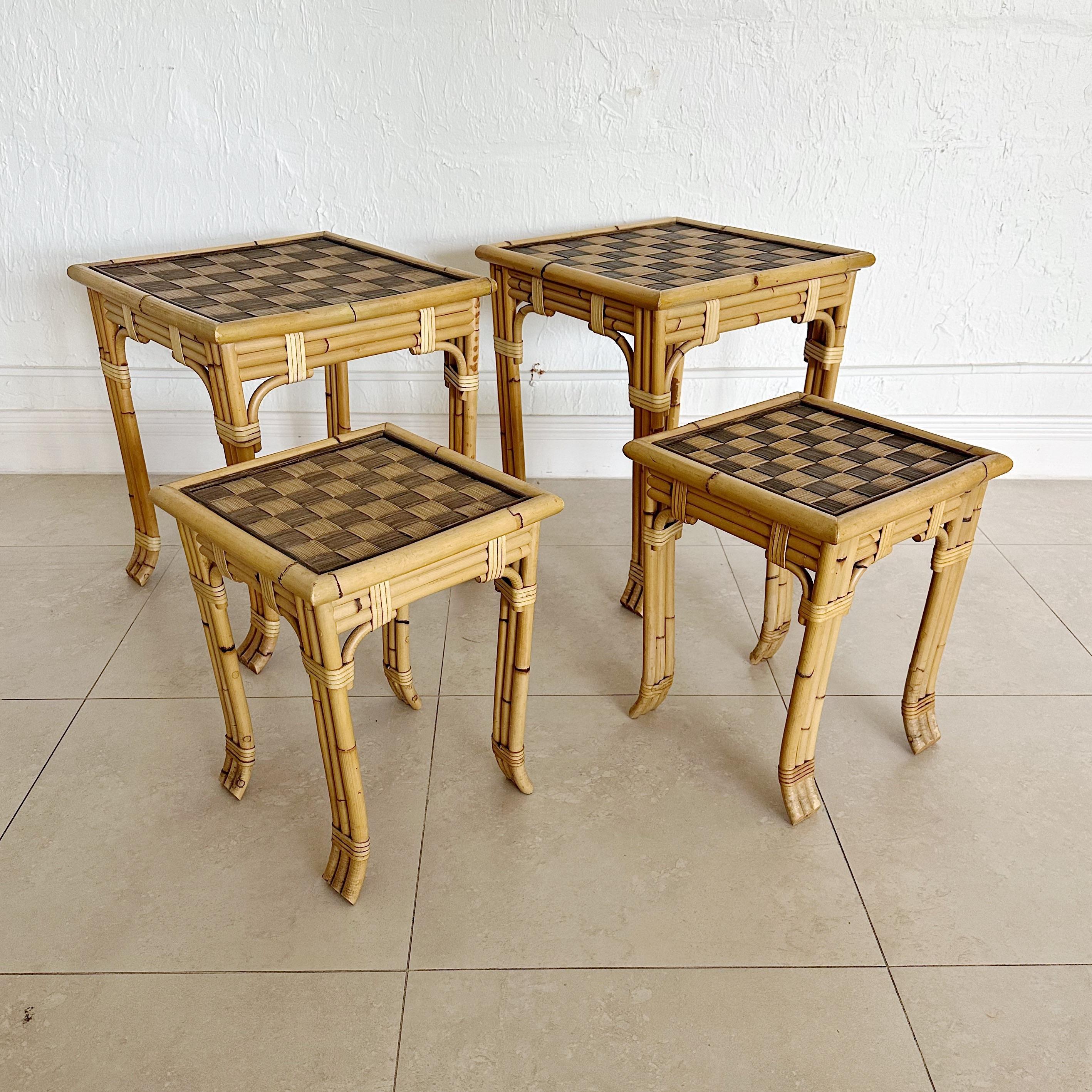 Set of 4 John Hutton for Donghia Bamboo Nesting Tables, 1980s 2