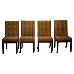 Ensemble de 4 chaises de salle à manger à roulettes de style Parsons John Widdicomb
