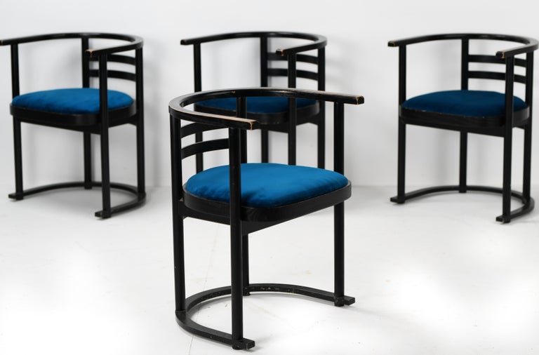 Set of 4 Josef Hoffman Style Danish Chairs, 1970s For Sale at 1stDibs