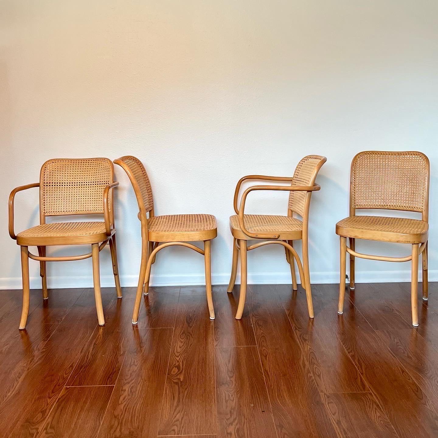 Set of 4 Josef Hoffmann Bentwood and Cane Chairs In Good Condition In Houston, TX