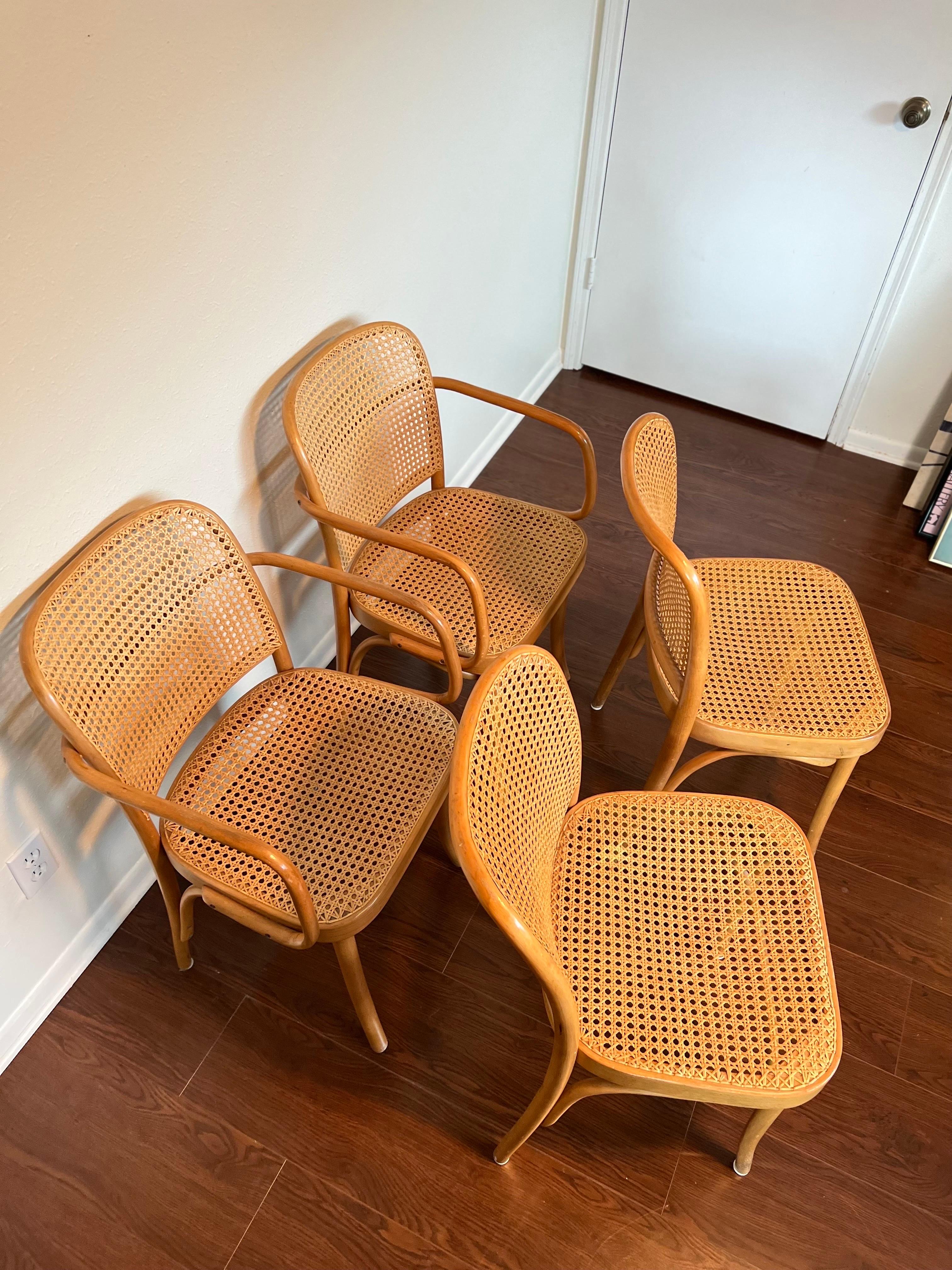 Set of 4 Josef Hoffmann Bentwood and Cane Chairs 1