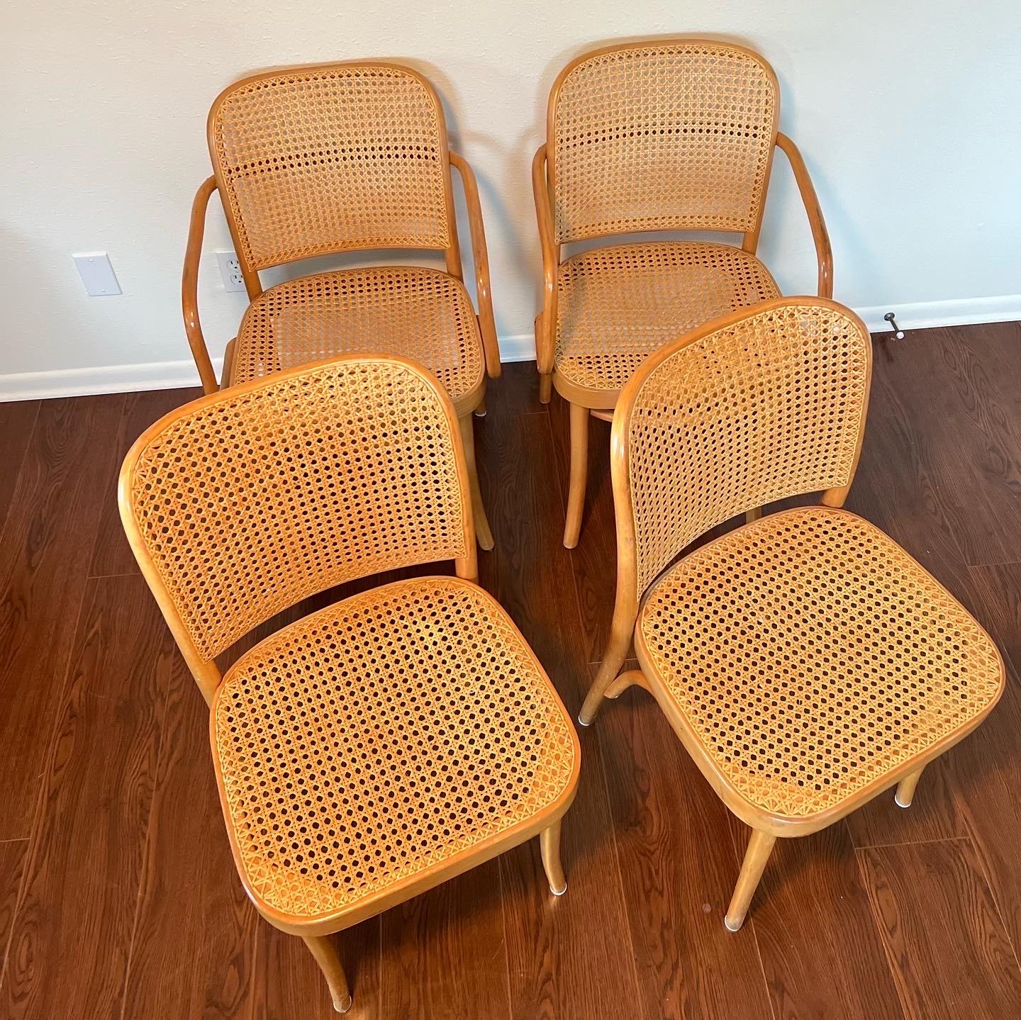 Set of 4 Josef Hoffmann Bentwood and Cane Chairs 3