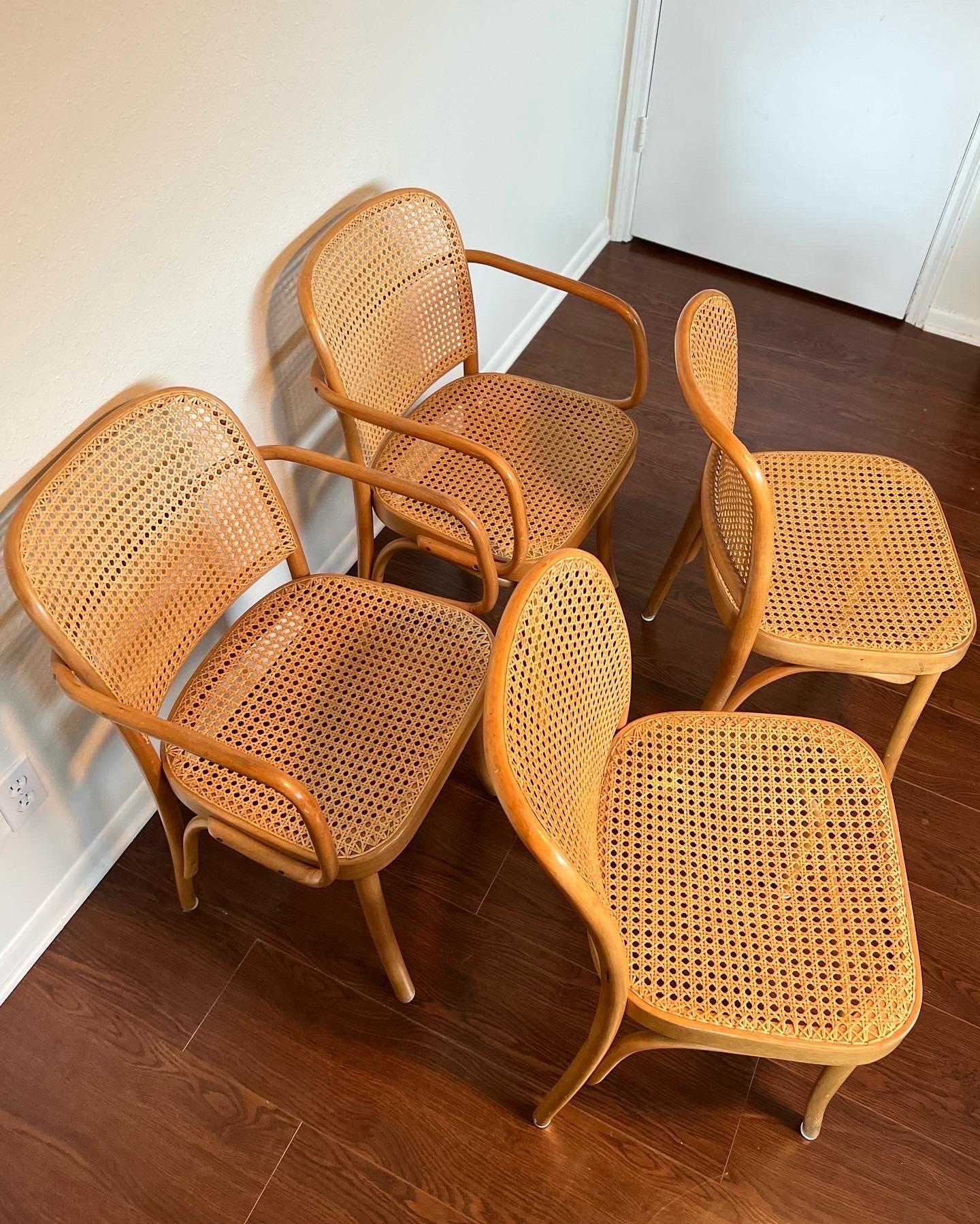 Set of 4 Josef Hoffmann Bentwood and Cane Chairs 4
