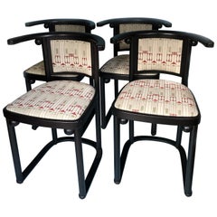 Set of 4 Josef Hoffmann Cabaret Fledermaus Dining Chairs for Wittmann Austria