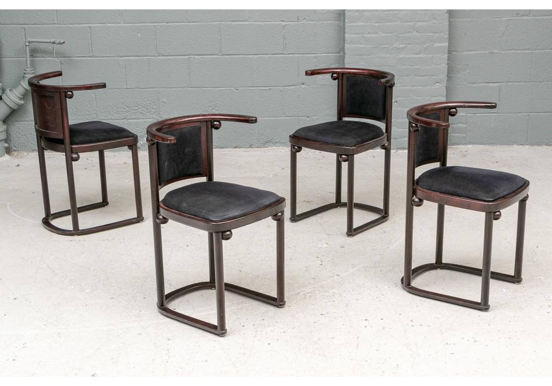Austrian Set of 4 Josef Hoffmann Fledermaus Dining Chairs For Sale