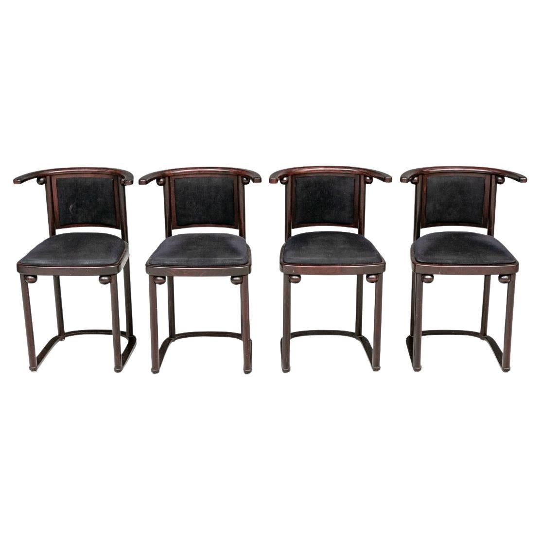 Ensemble de 4 chaises de salle à manger Josef Hoffmann Fledermaus en vente