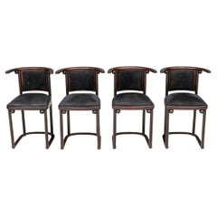 Ensemble de 4 chaises de salle à manger Josef Hoffmann Fledermaus