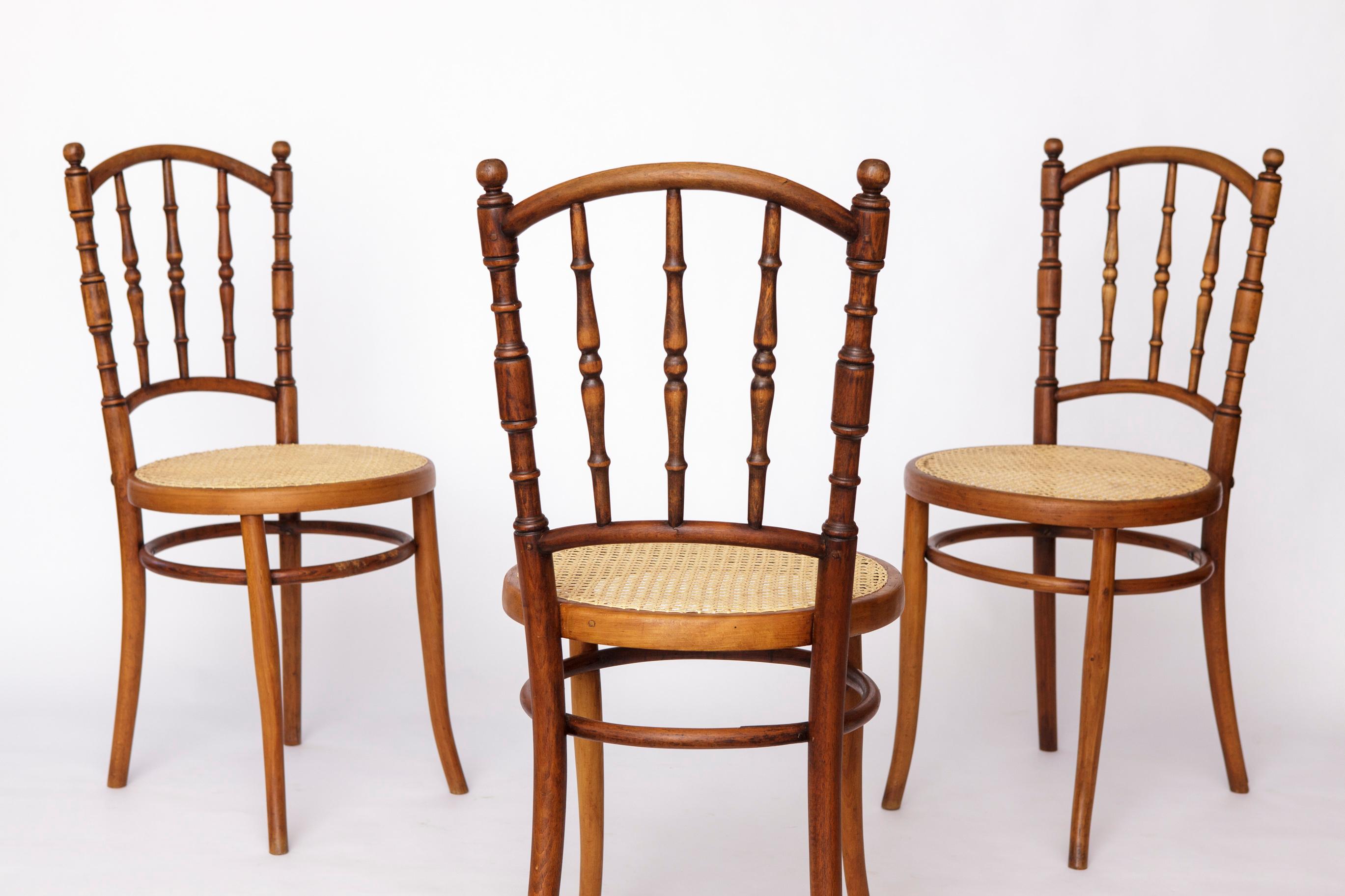 Polished Set of 4 Josef Kohn Bentwood Chairs – Austrian Vintage 1930s–1950s, Beechwood For Sale