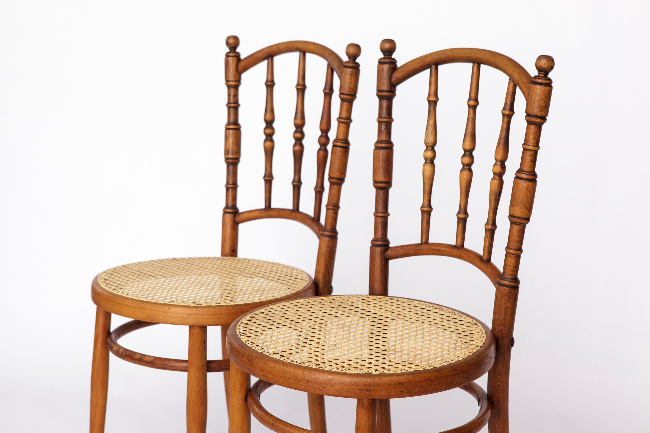 Mid-20th Century Set of 4 Josef Kohn Bentwood Chairs – Austrian Vintage 1930s–1950s, Beechwood For Sale