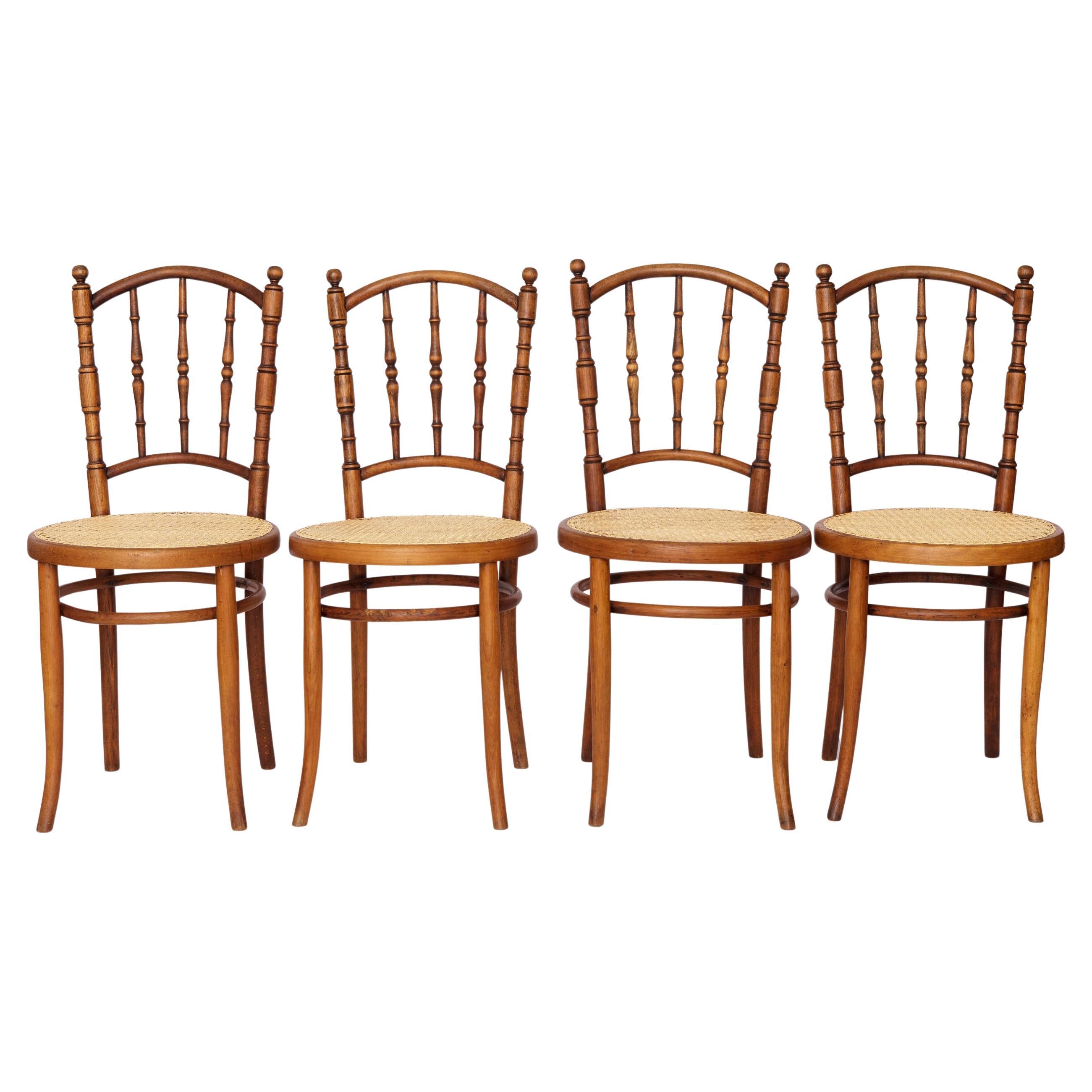Set of 4 Josef Kohn Bentwood Chairs – Austrian Vintage 1930s–1950s, Beechwood For Sale
