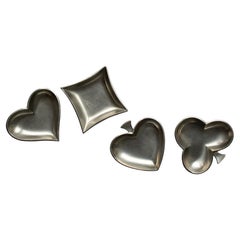 Set of 4 Just Andersen Card Dishes in Pewter from Denmark in Original Box