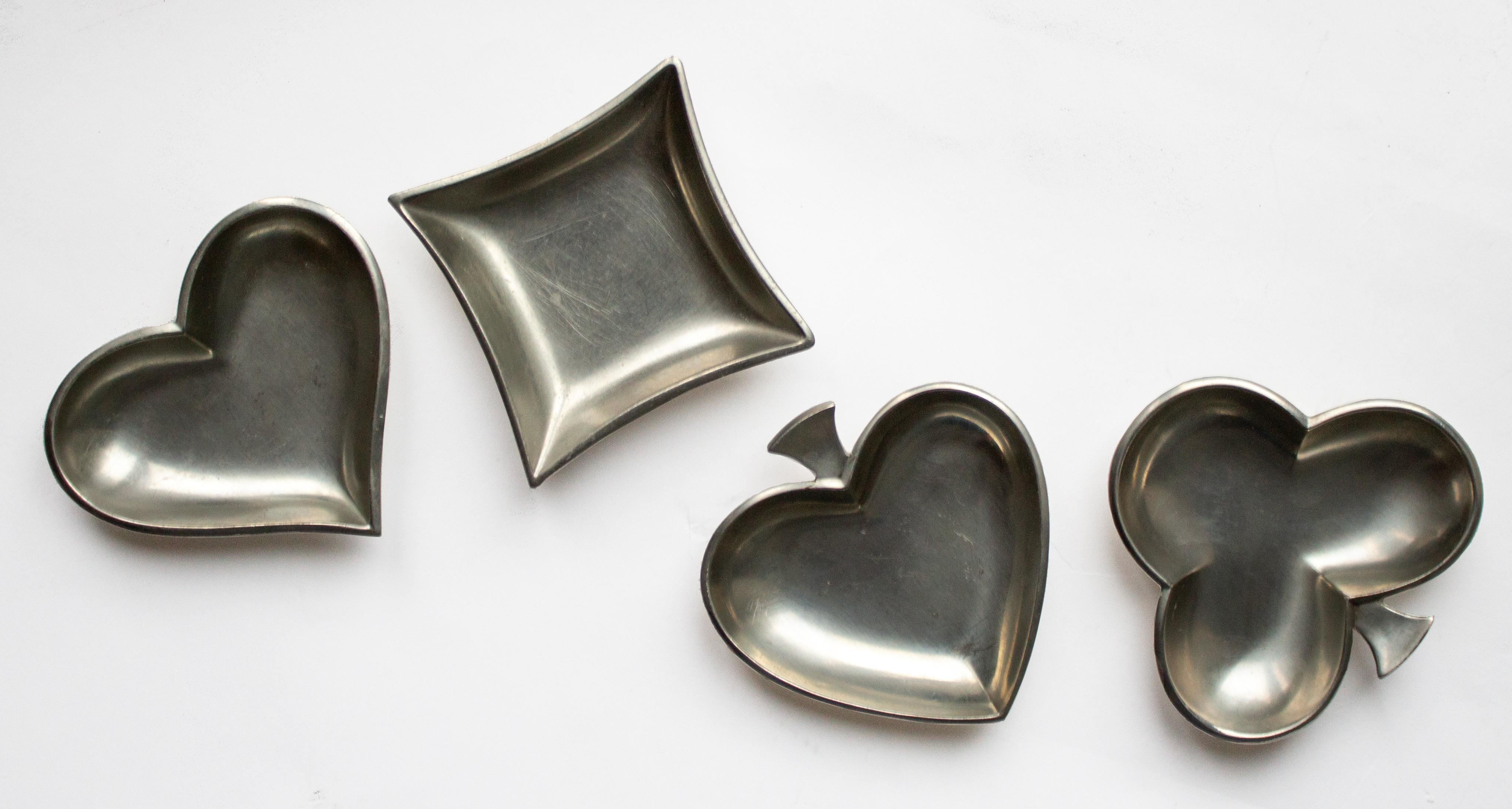 Mid-20th Century Set of 4 Just Andersen Card Dishes in Pewter from Denmark in Original Box For Sale