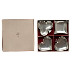 Juego de 4 Platos para Tarjetas Just Andersen de Peltre de Dinamarca en Caja Original