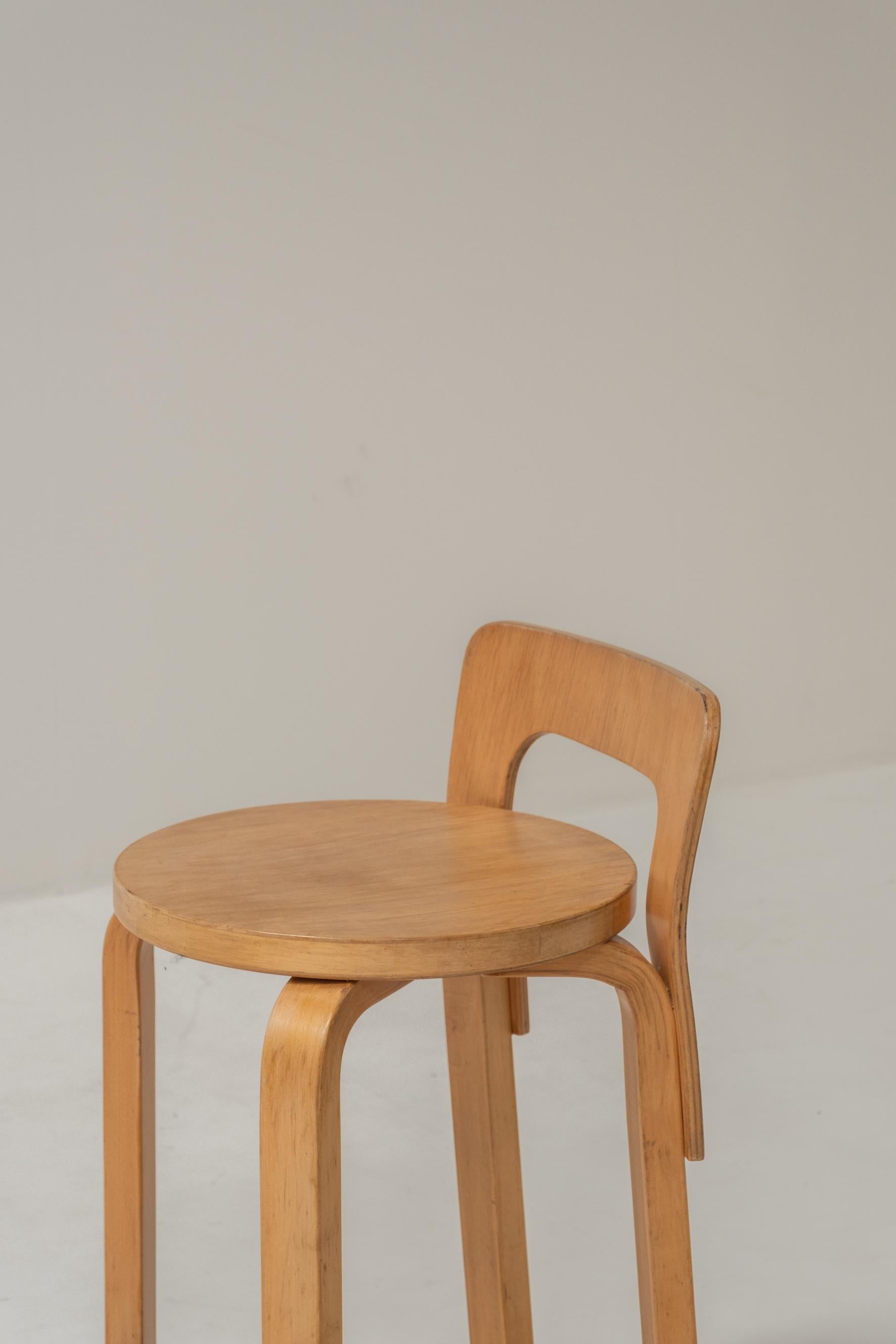 20th Century Set of 4 K65 Stools by Alvar Aalto for Artek, 1960s For Sale