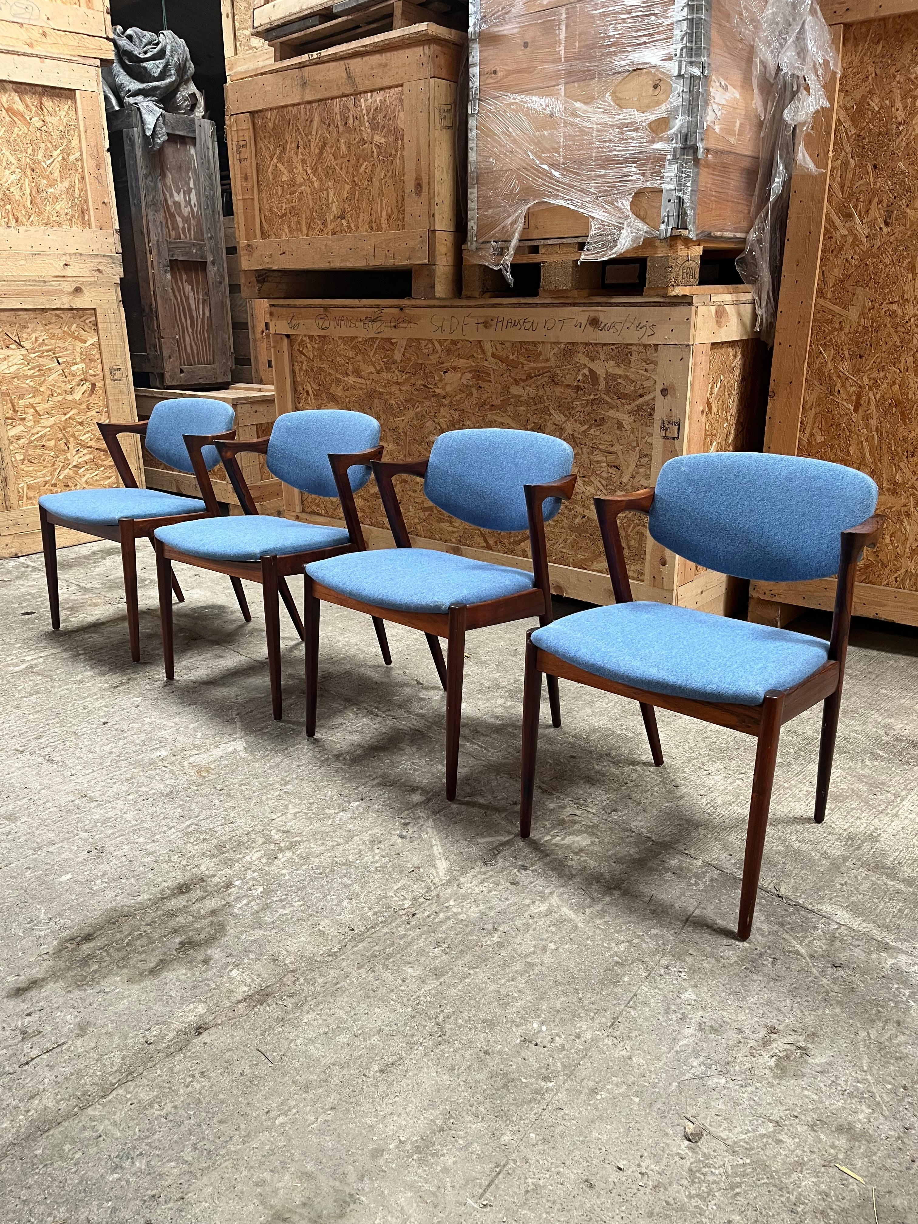 Scandinavian Modern Set of 4 Kai Kristiansen chairs  For Sale