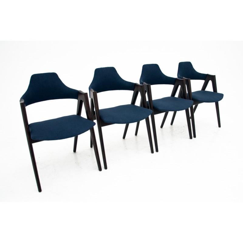 Rosewood Set of 4 Kai Kristiansen Compass Chairs, Danish Design, after Renovation