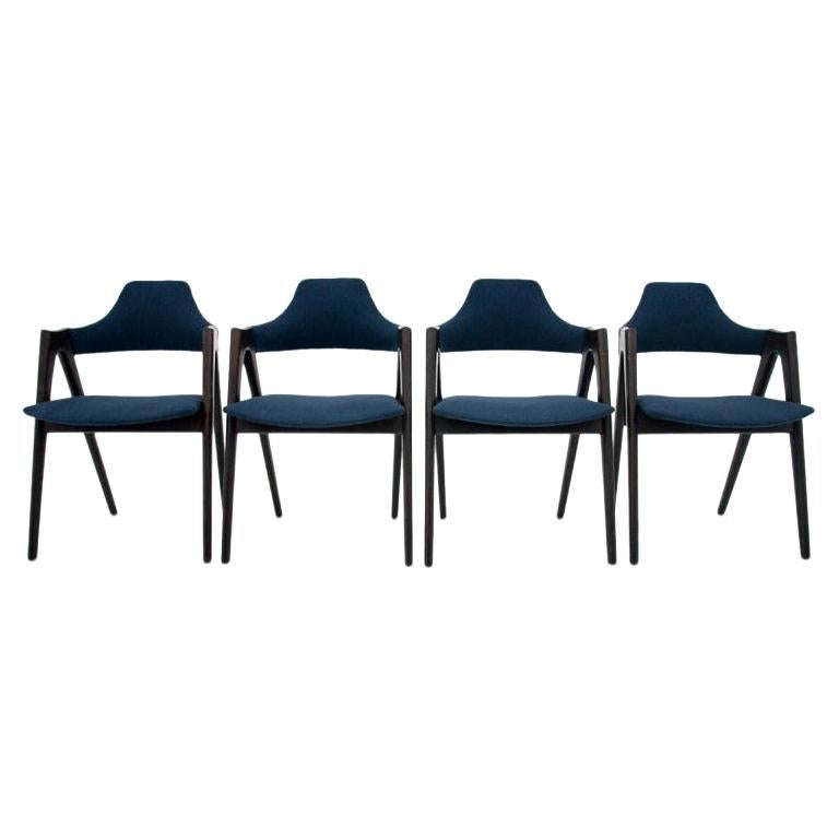 Set of 4 Kai Kristiansen Compass Chairs, Danish Design, after Renovation