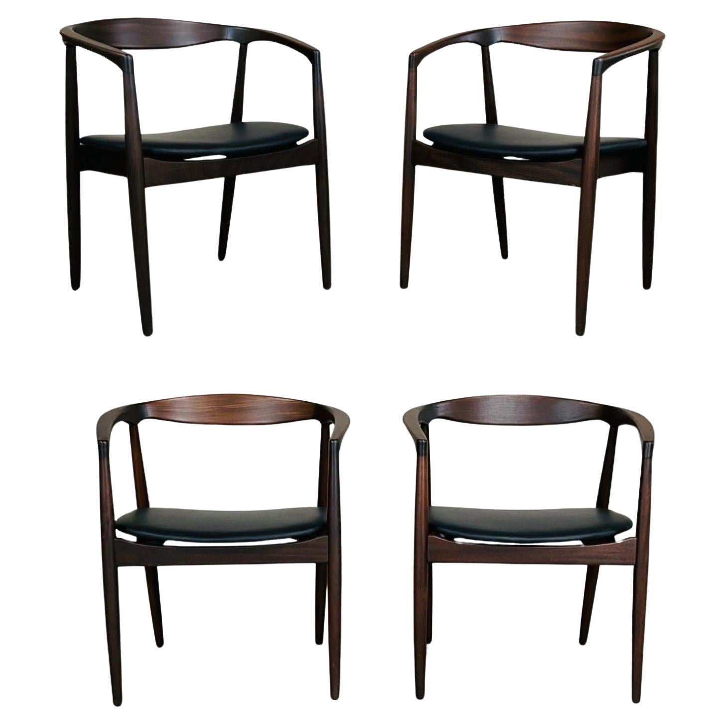 Set Of 4 Kai Kristiansen Round Teak Troja Armchairs, c1960