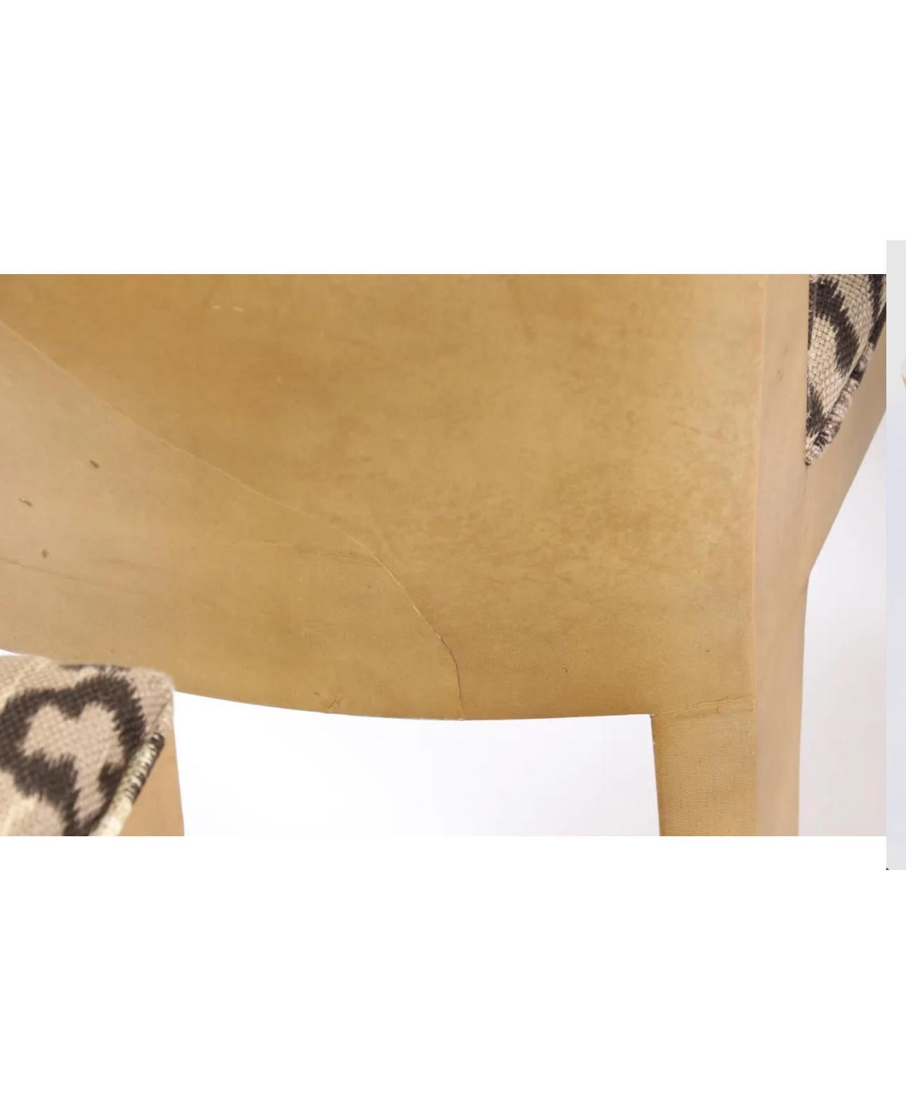 Satz von 4 Karl Springer Jmf-Stühlen aus Ziegenleder mit Cheetah-Sitzen im Zustand „Gut“ im Angebot in LOS ANGELES, CA